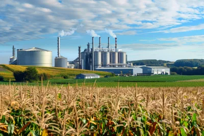 Industrial Sugar Beet Processing Plant Amidst Agricultural Fields
