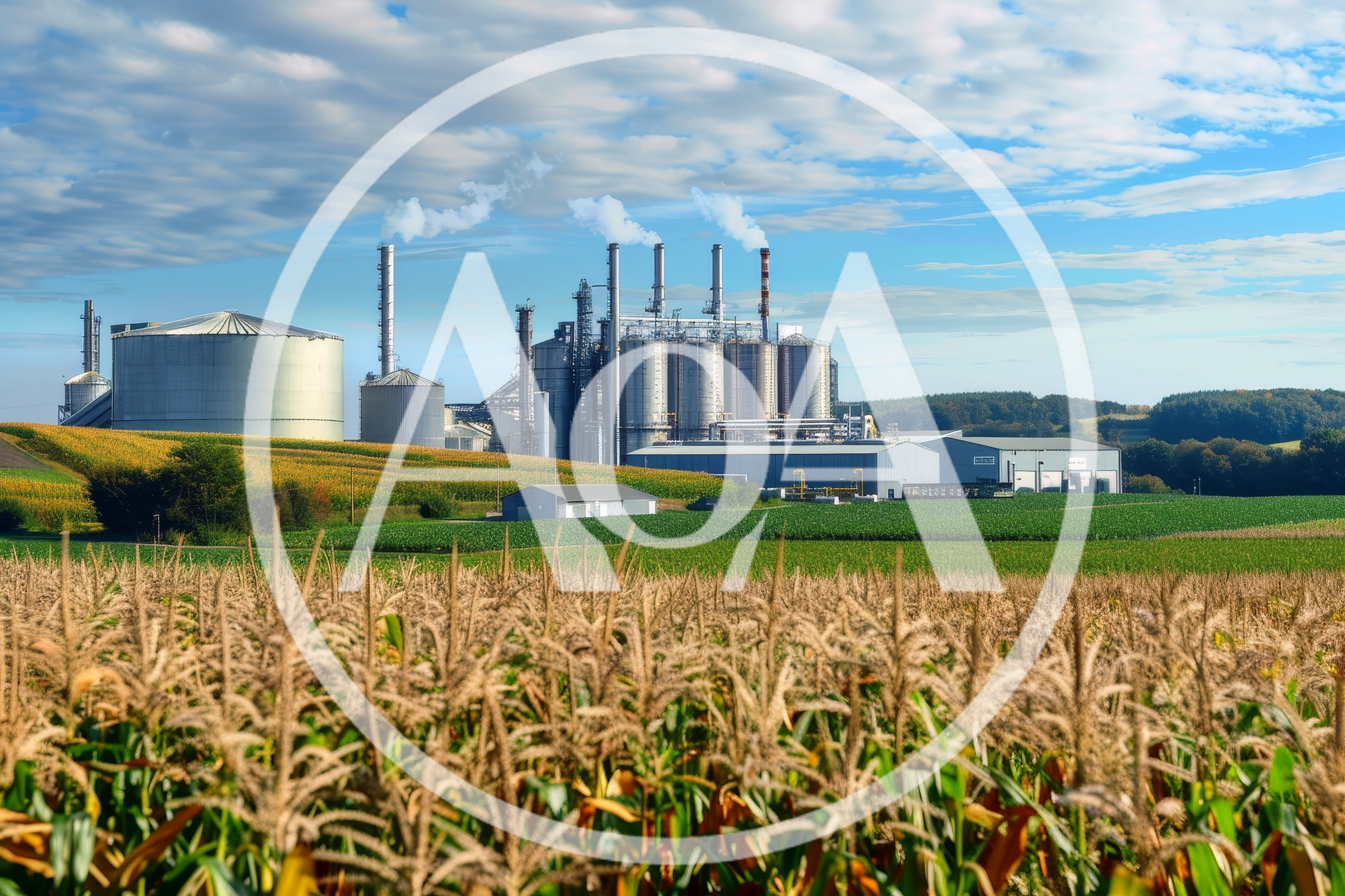 Industrial Sugar Beet Processing Plant Amidst Agricultural Fields