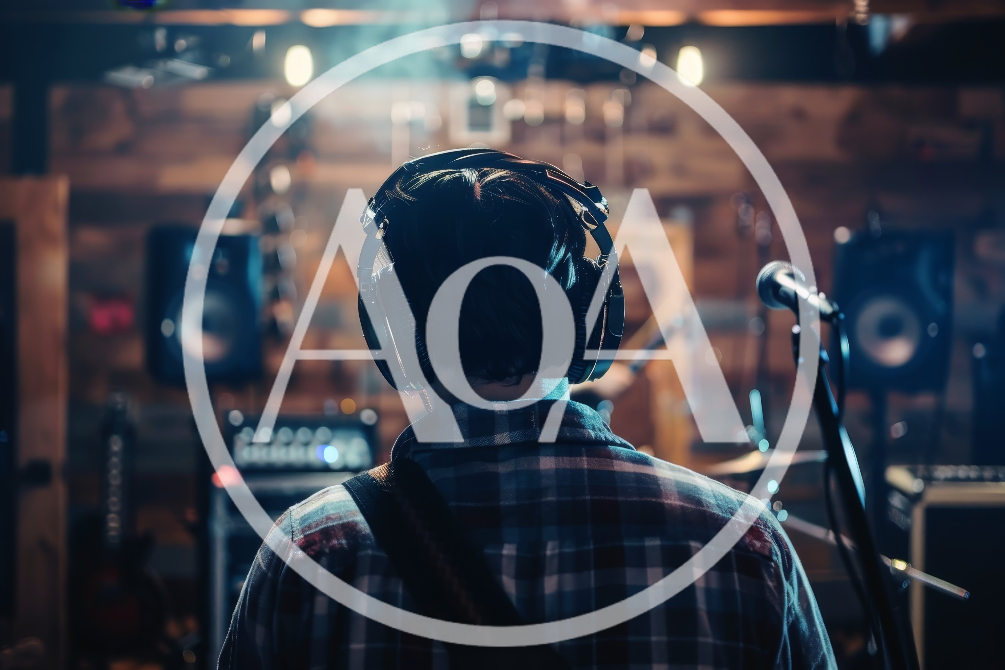Musician Wearing Headphones In A Professional Recording Studio