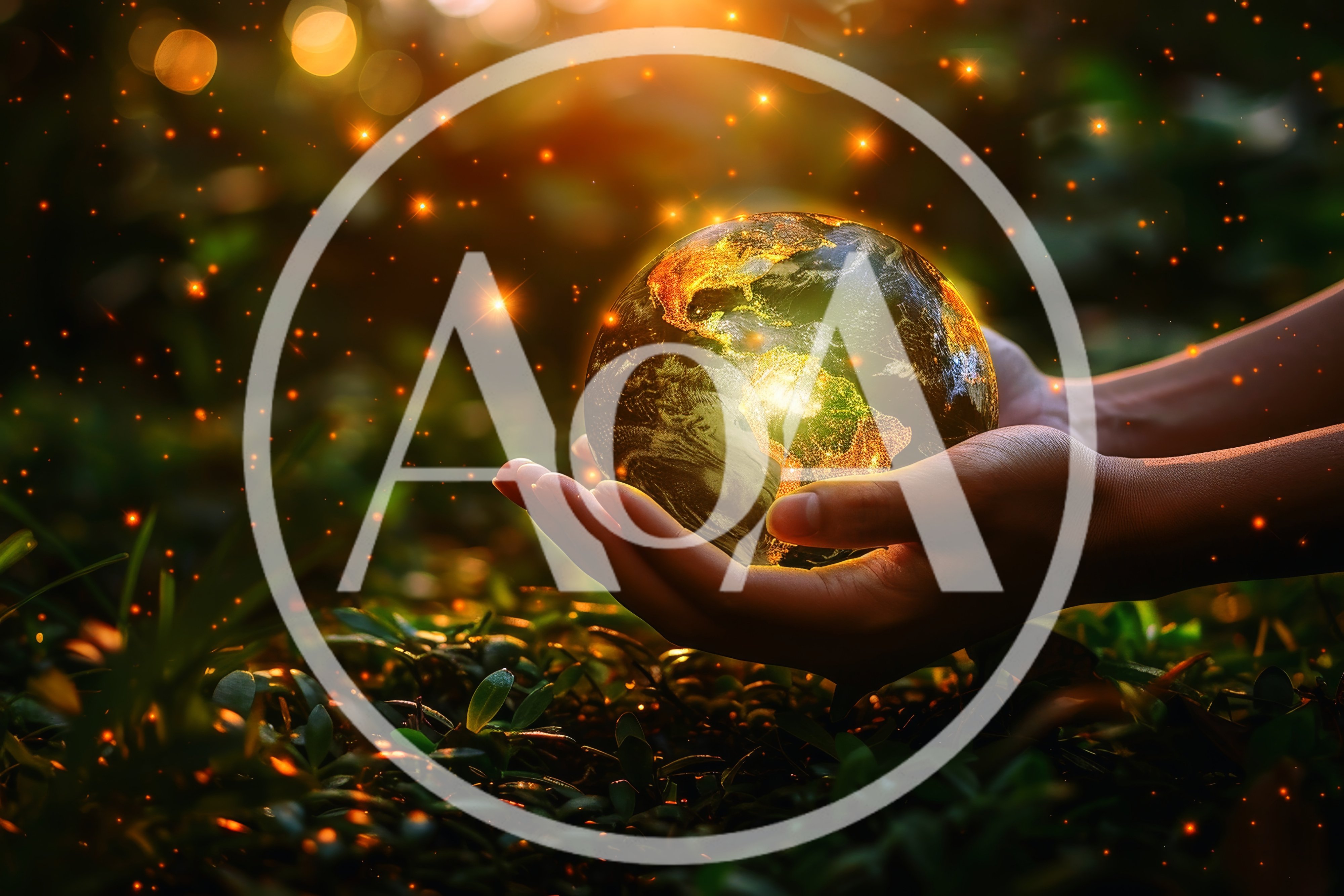 Hands Holding Glowing Earth Globe In Nature