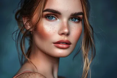 Portrait Of A Young Woman With Freckles
