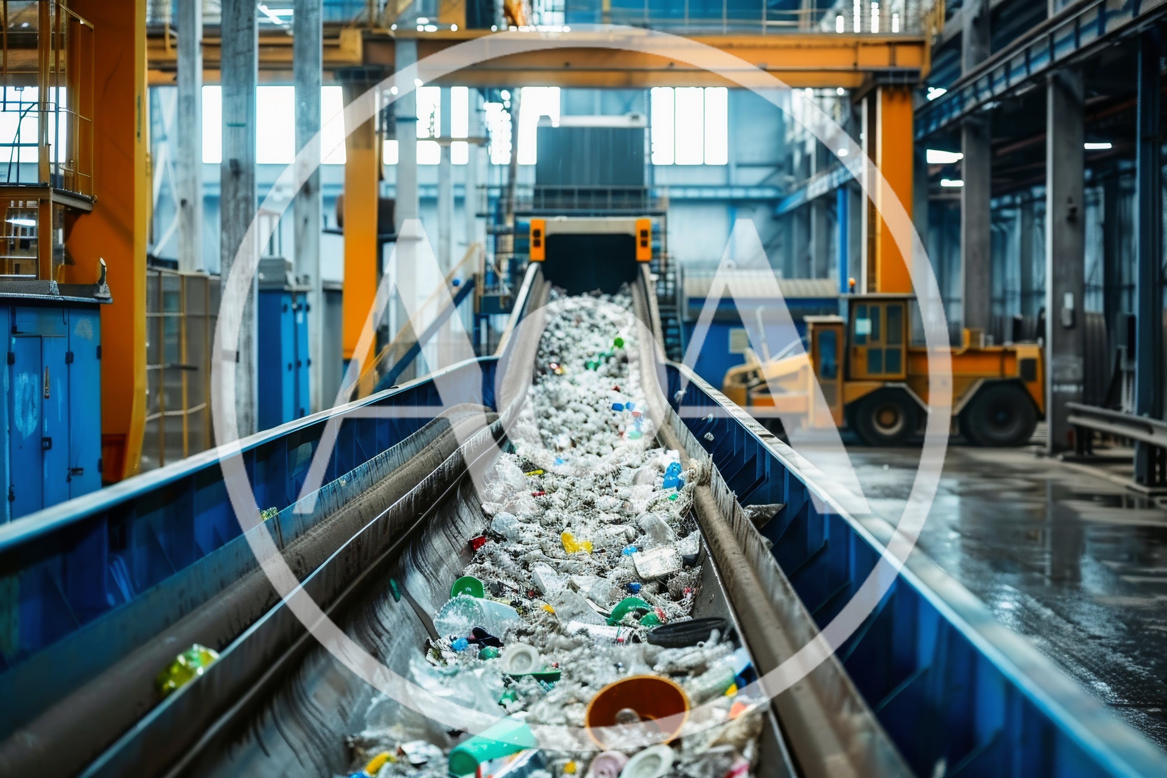 Industrial Conveyor Belt Transporting Recyclable Waste Materials