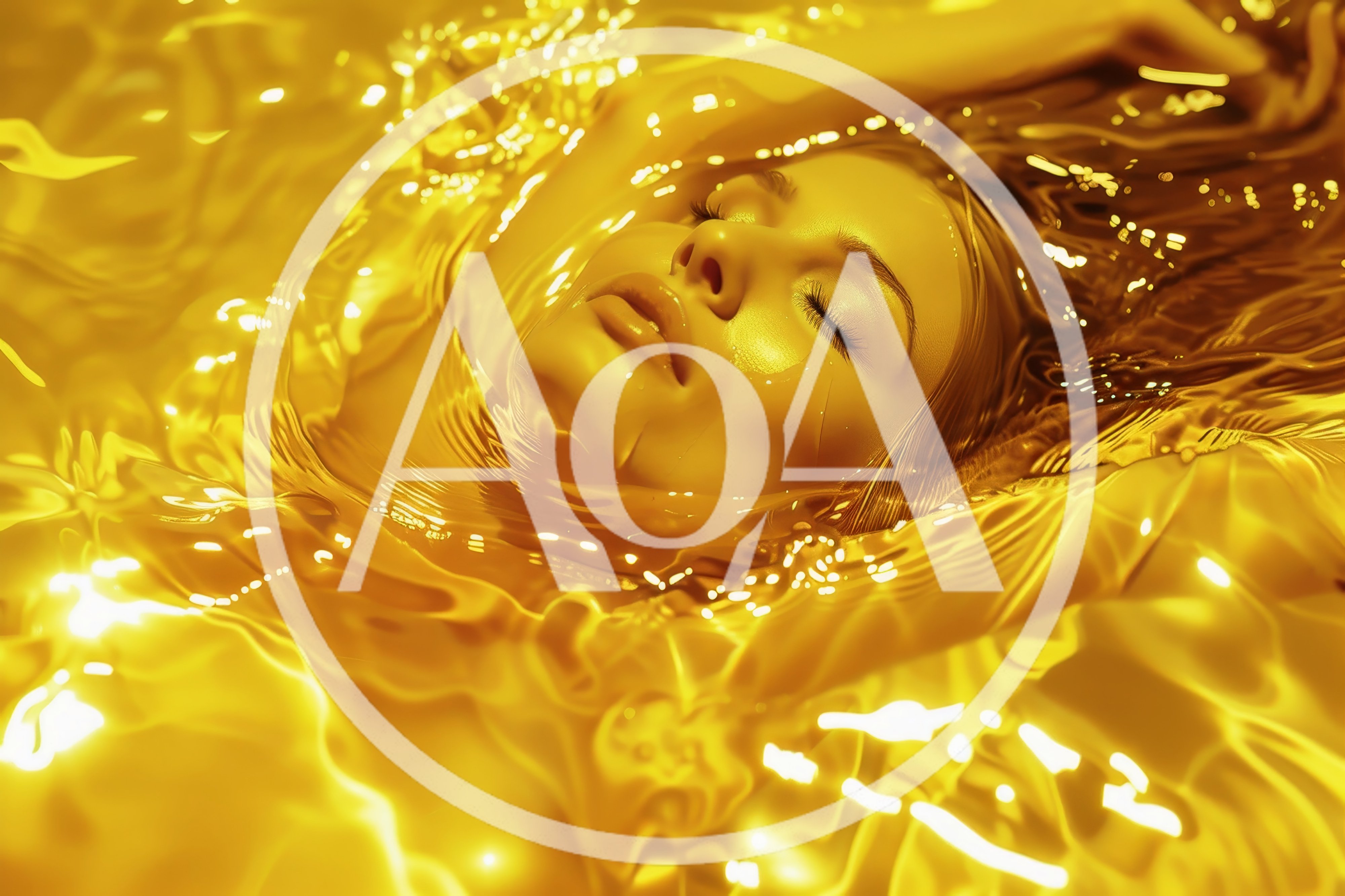 Woman Floating In A Pool Of Liquid Gold
