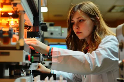 Young Female Scientist Operating Laboratory Equipment