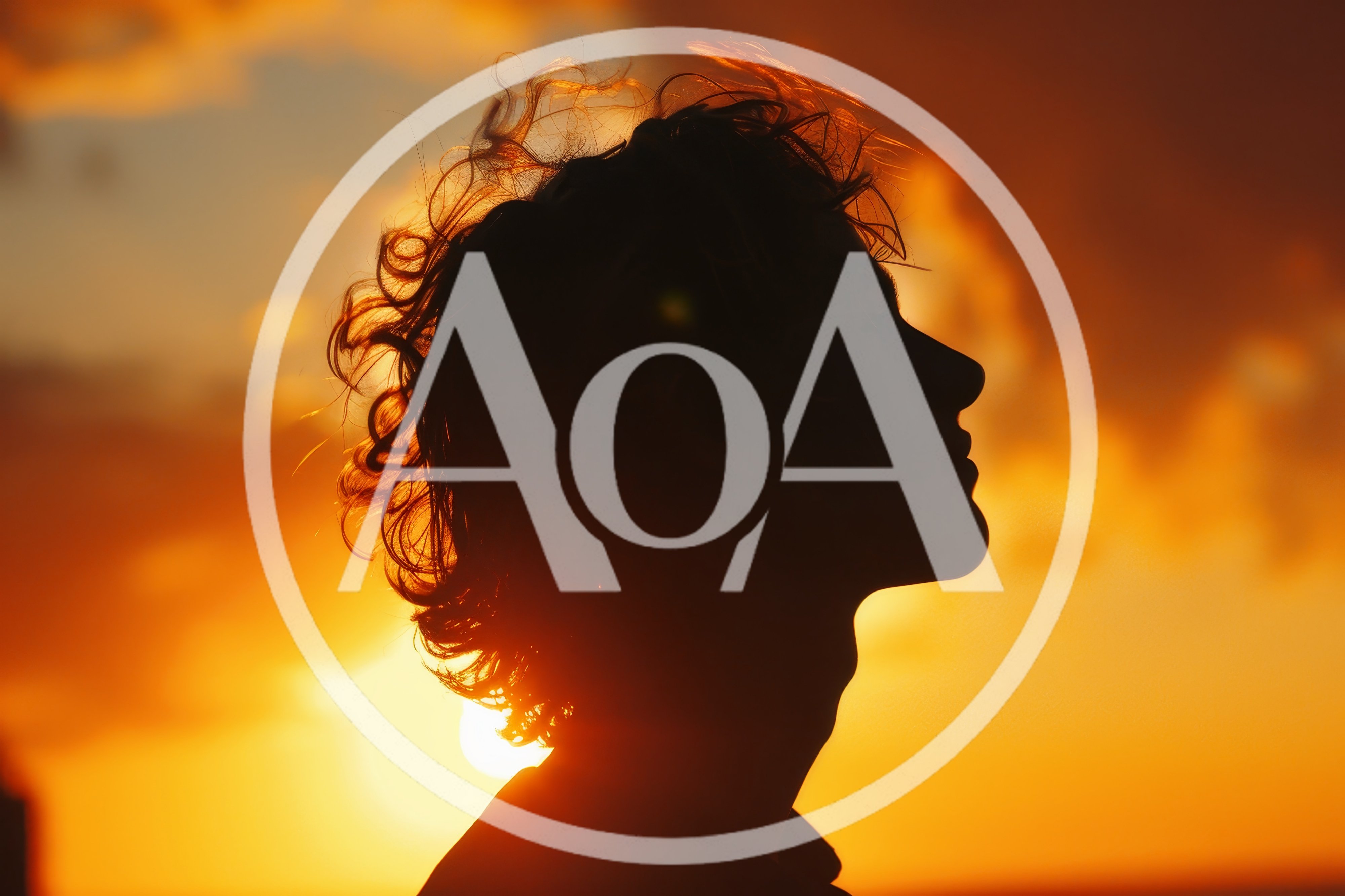 Silhouette Of A Young Man Against A Golden Sunset