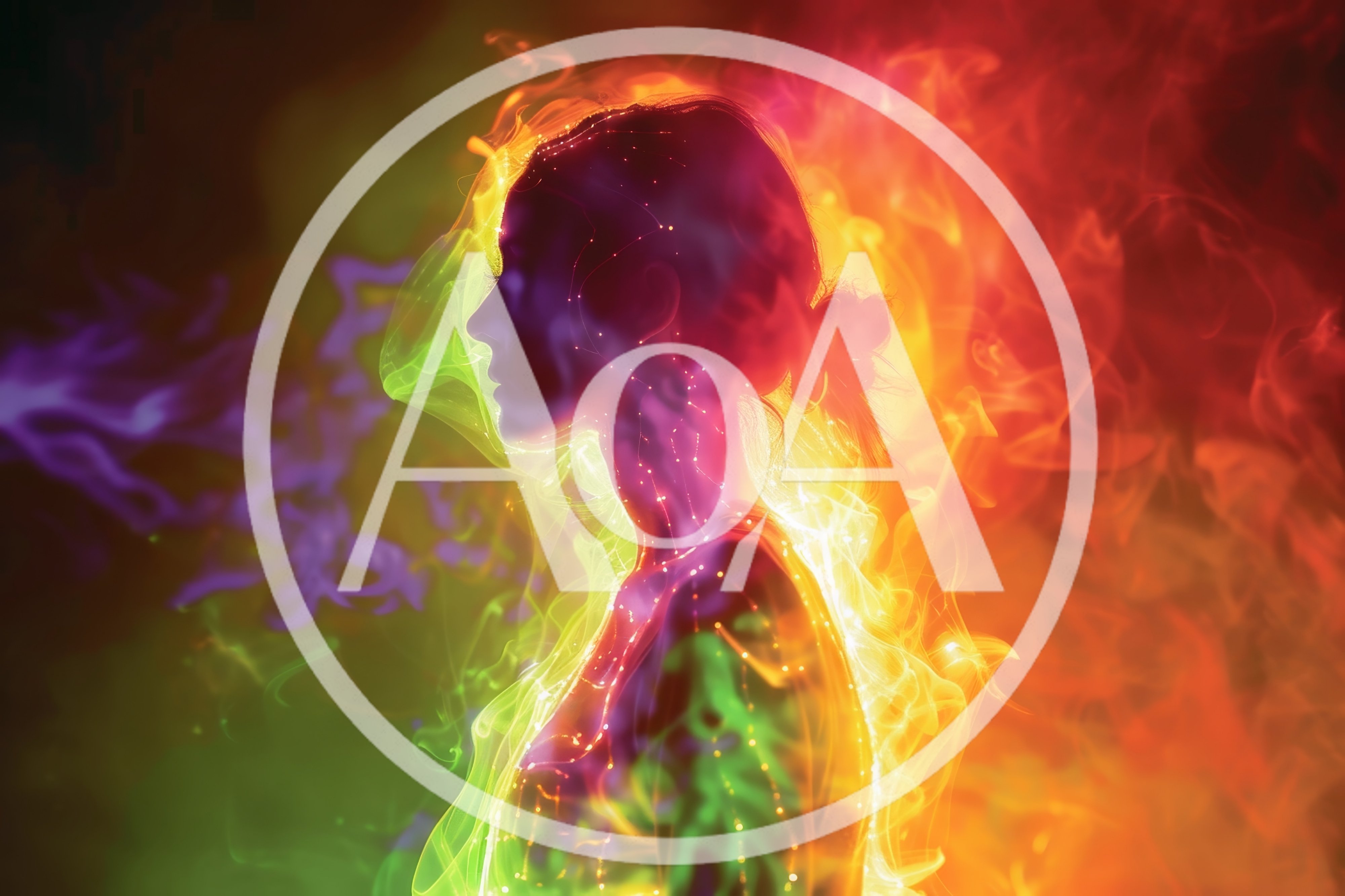 Abstract Silhouette Of A Woman Surrounded By Colorful Smoke