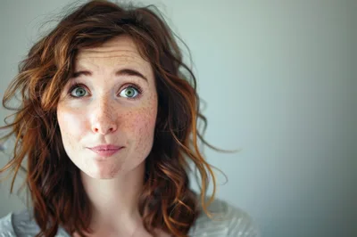 Portrait Of A Young Woman With Freckles