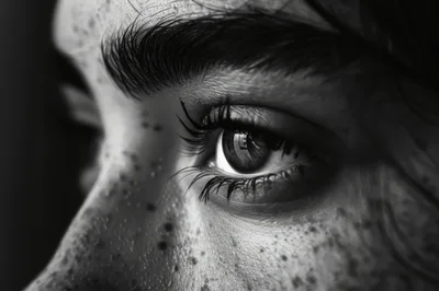 Extreme Close Up Of A Human Eye With Freckles