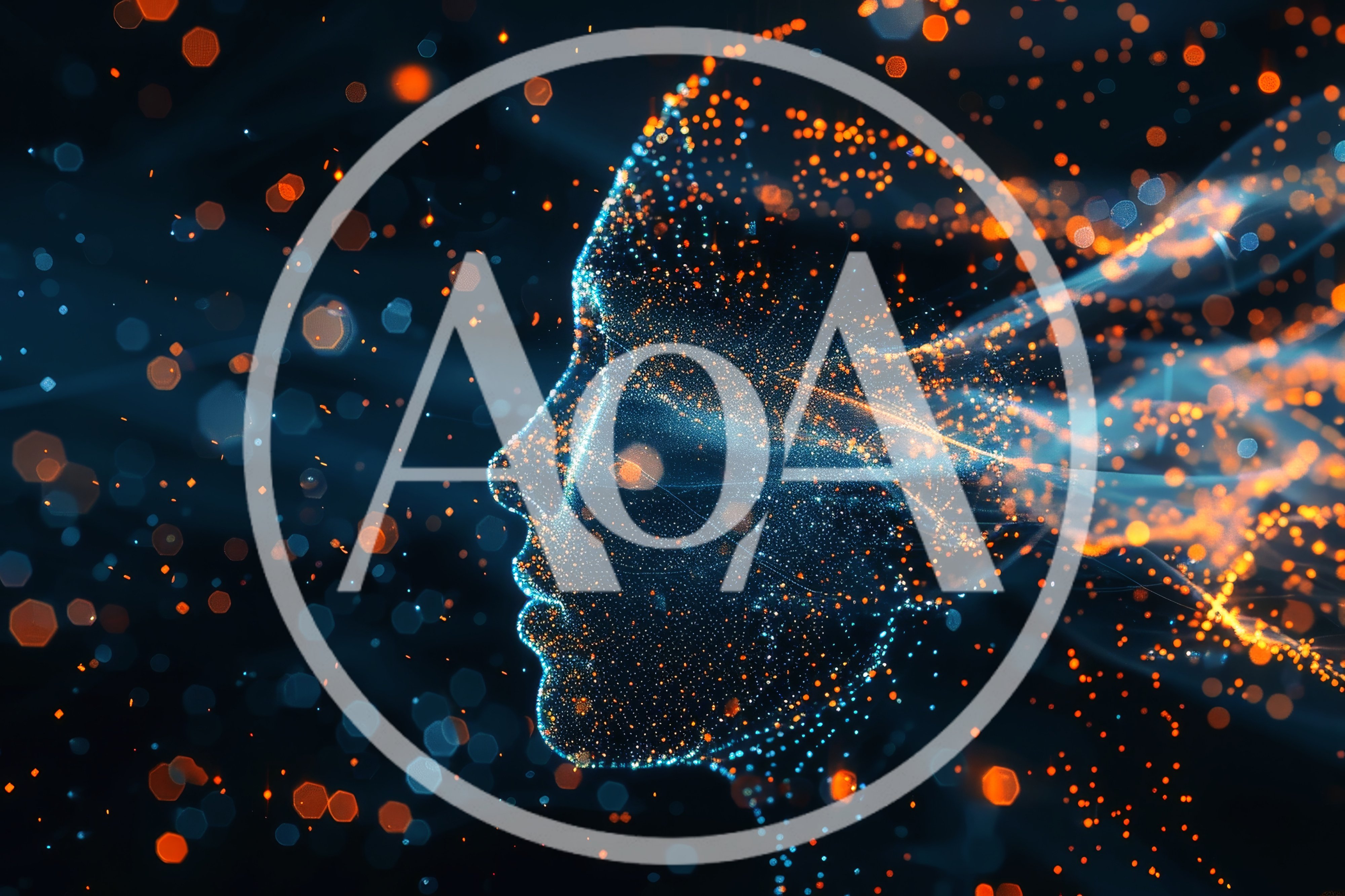 Digital Human Profile Formed By Glowing Particle Streams