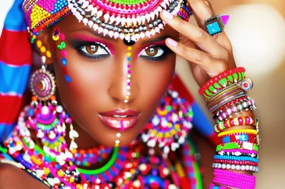 Portrait Of A Woman With Vibrant Traditional Jewelry