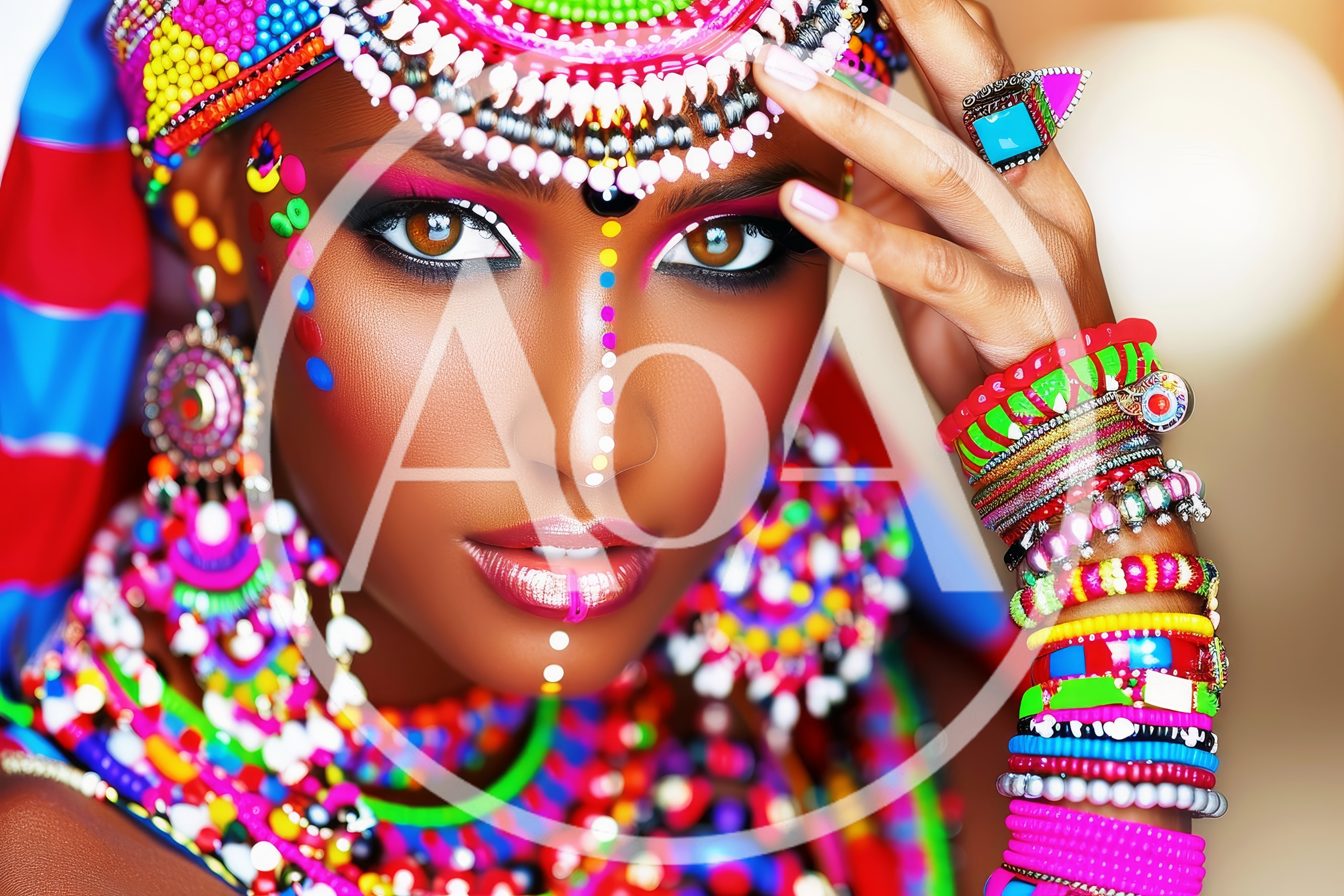 Portrait Of A Woman With Vibrant Traditional Jewelry