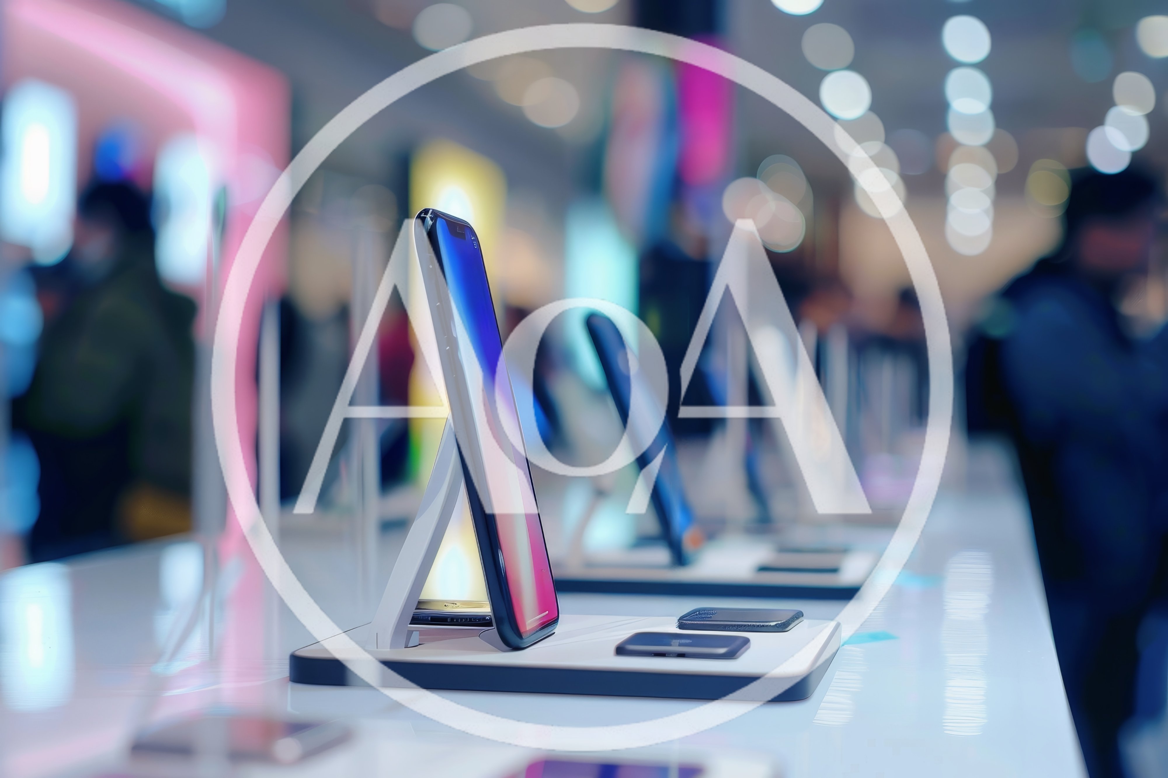 Smartphones Displayed On Stands In A Retail Store
