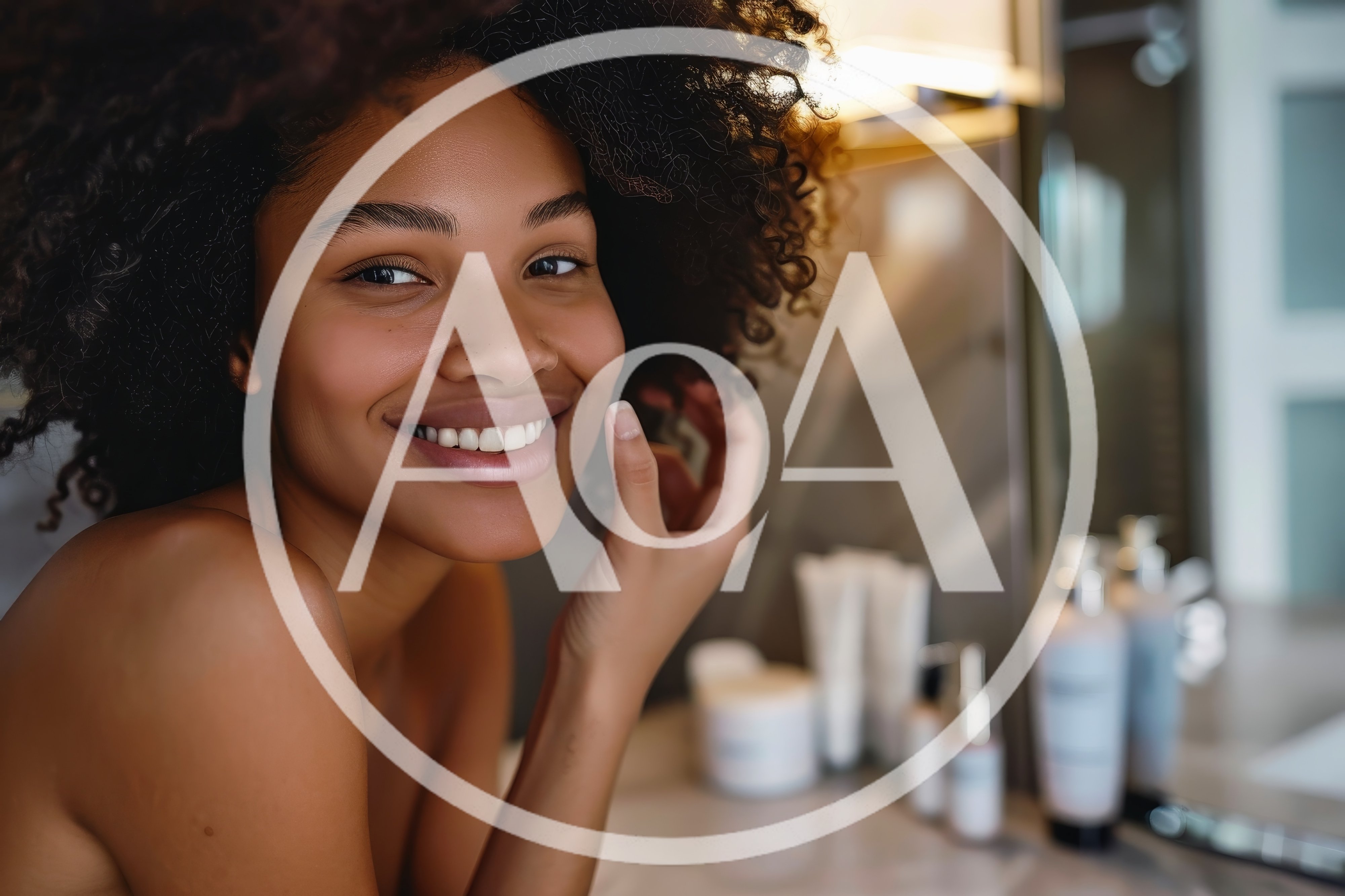 Young Woman Applying Skincare Products In Bathroom