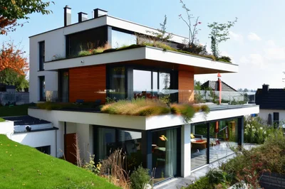 Modern Luxury Villa With Green Roof And Terrace