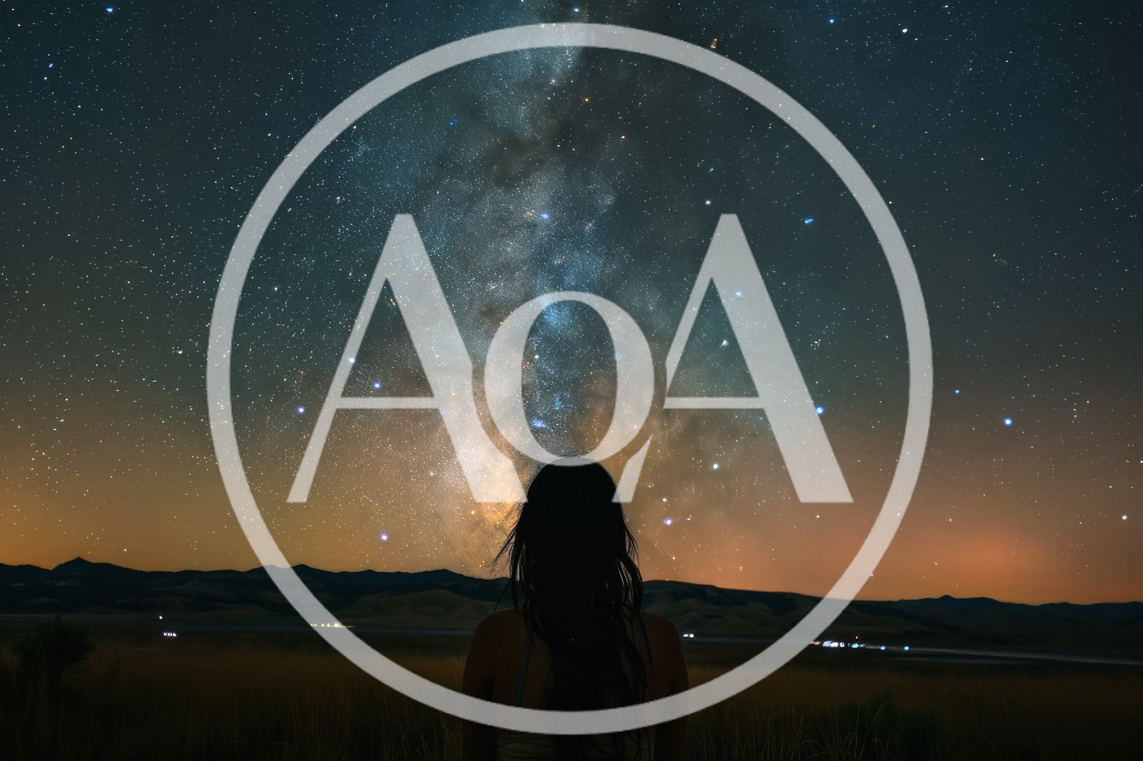 Woman Silhouetted Against The Milky Way Galaxy