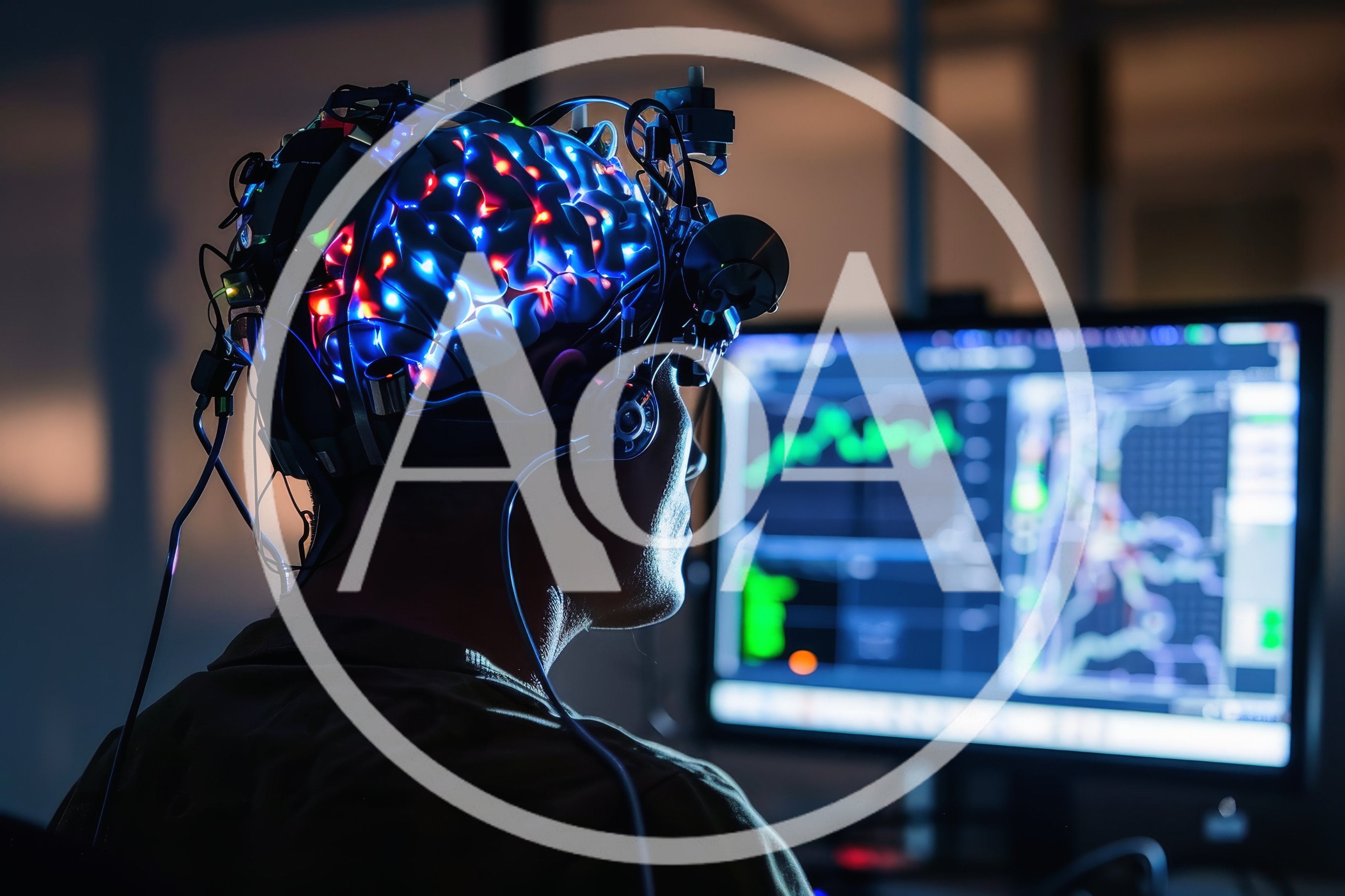 Person Wearing Futuristic Brain Computer Interface Headset