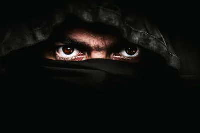Close Up Of A Mysterious Person Wearing A Hood