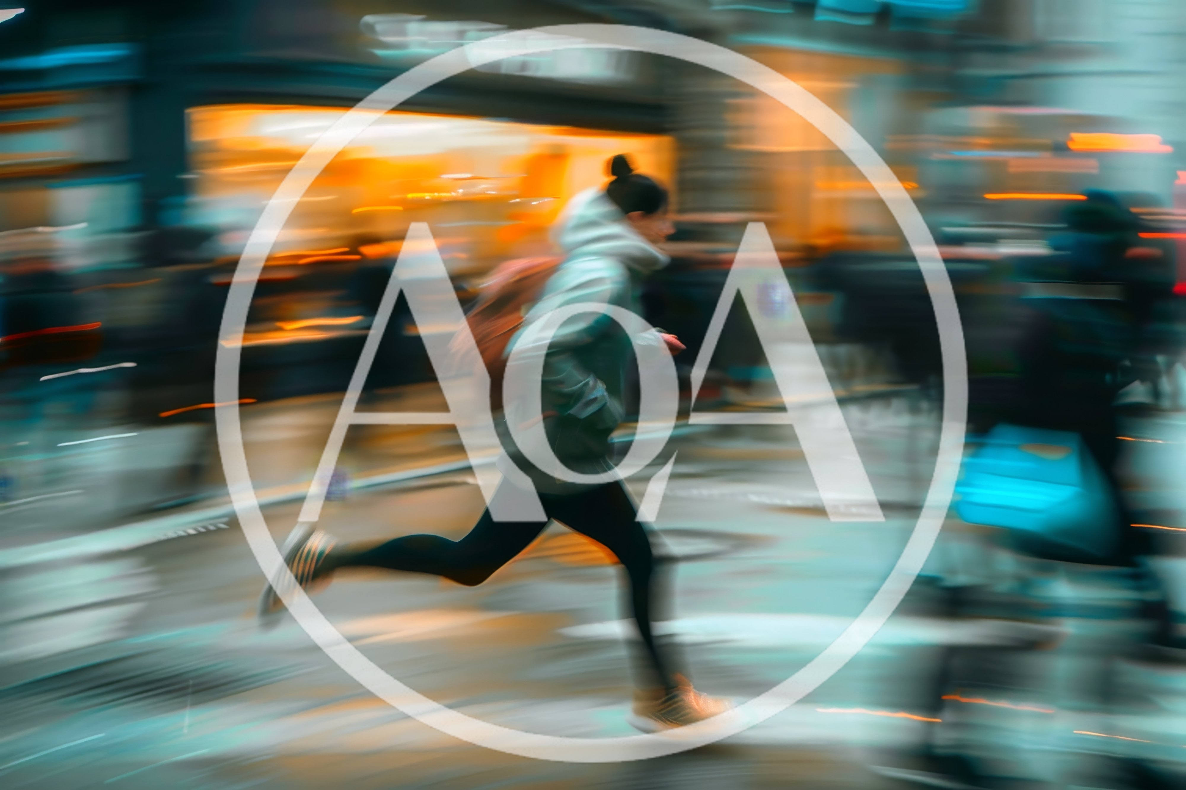 Person Running Through A Busy City Street