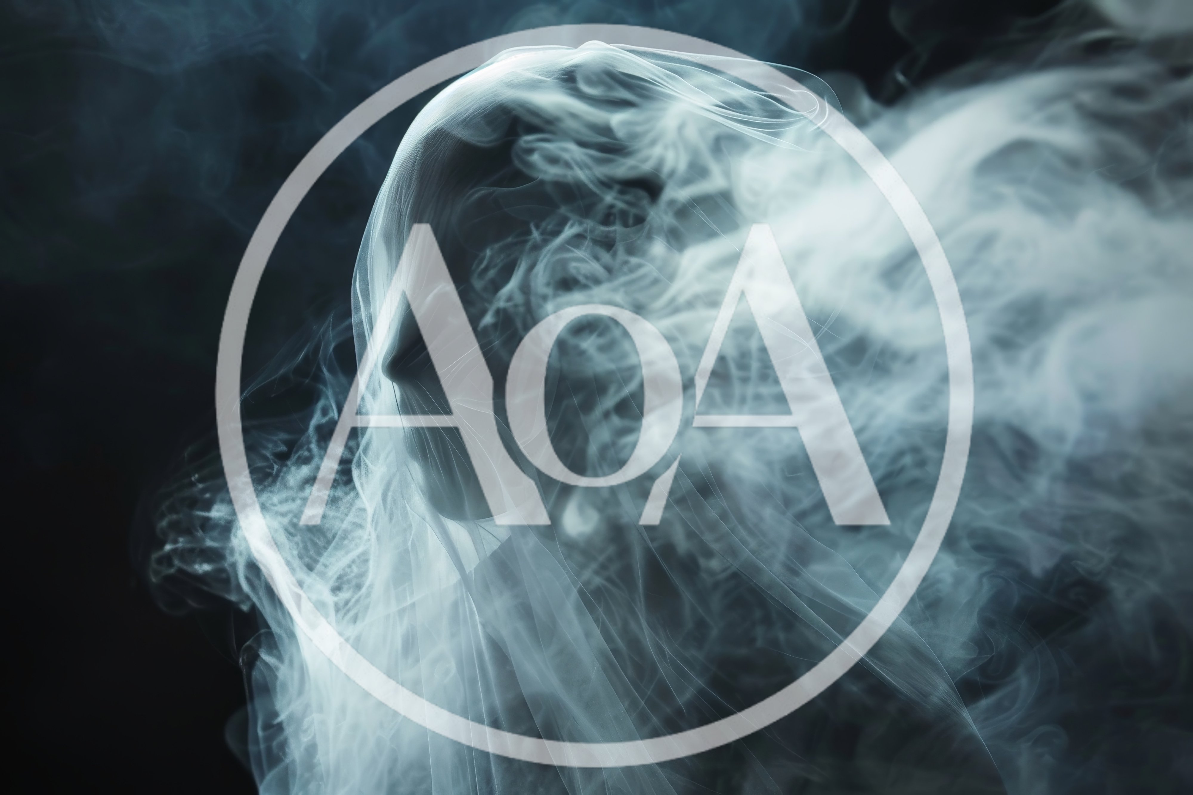 Ethereal Human Silhouette Enveloped In Swirling White Smoke