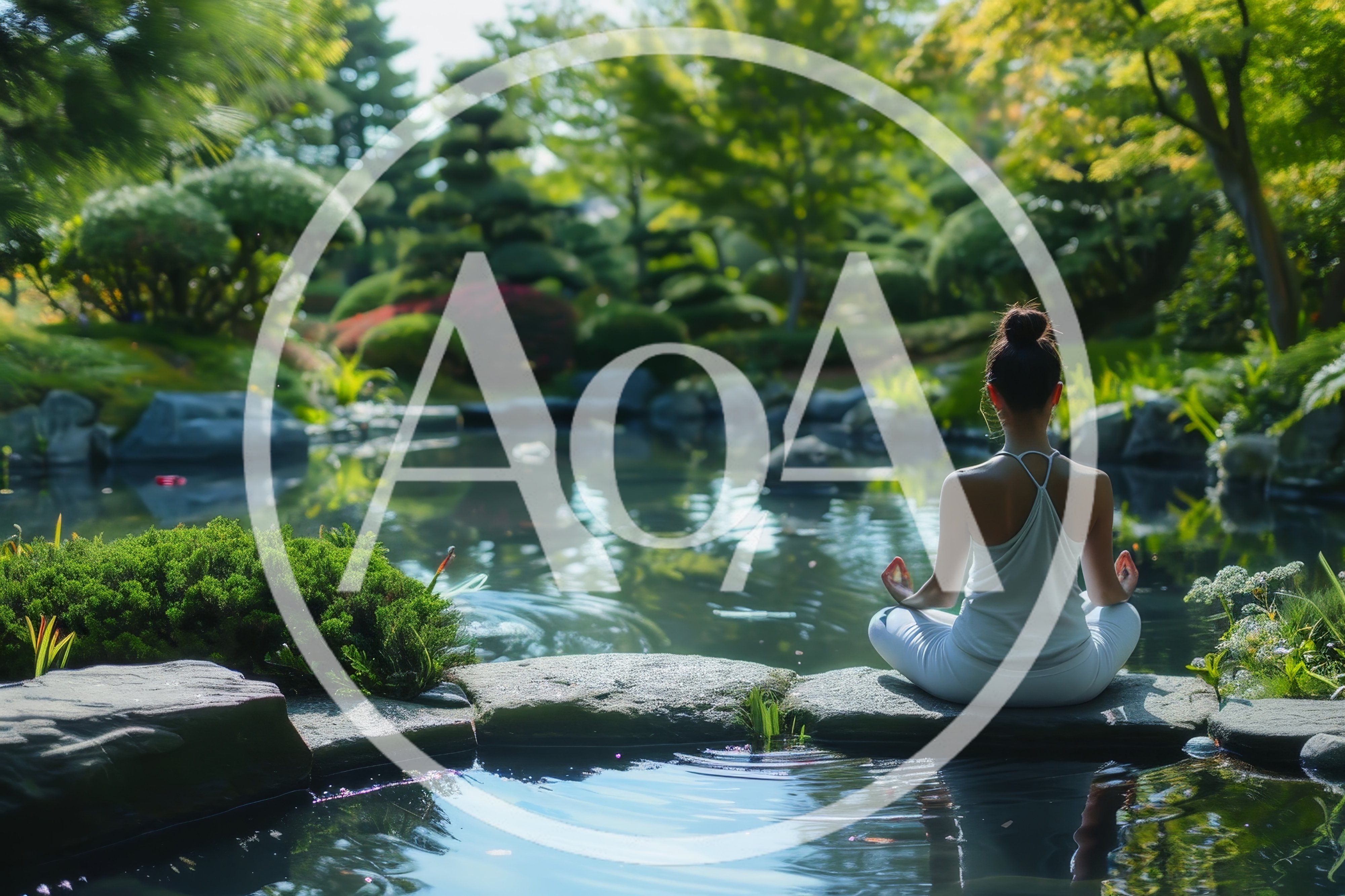 Woman Meditating In A Serene Japanese Garden