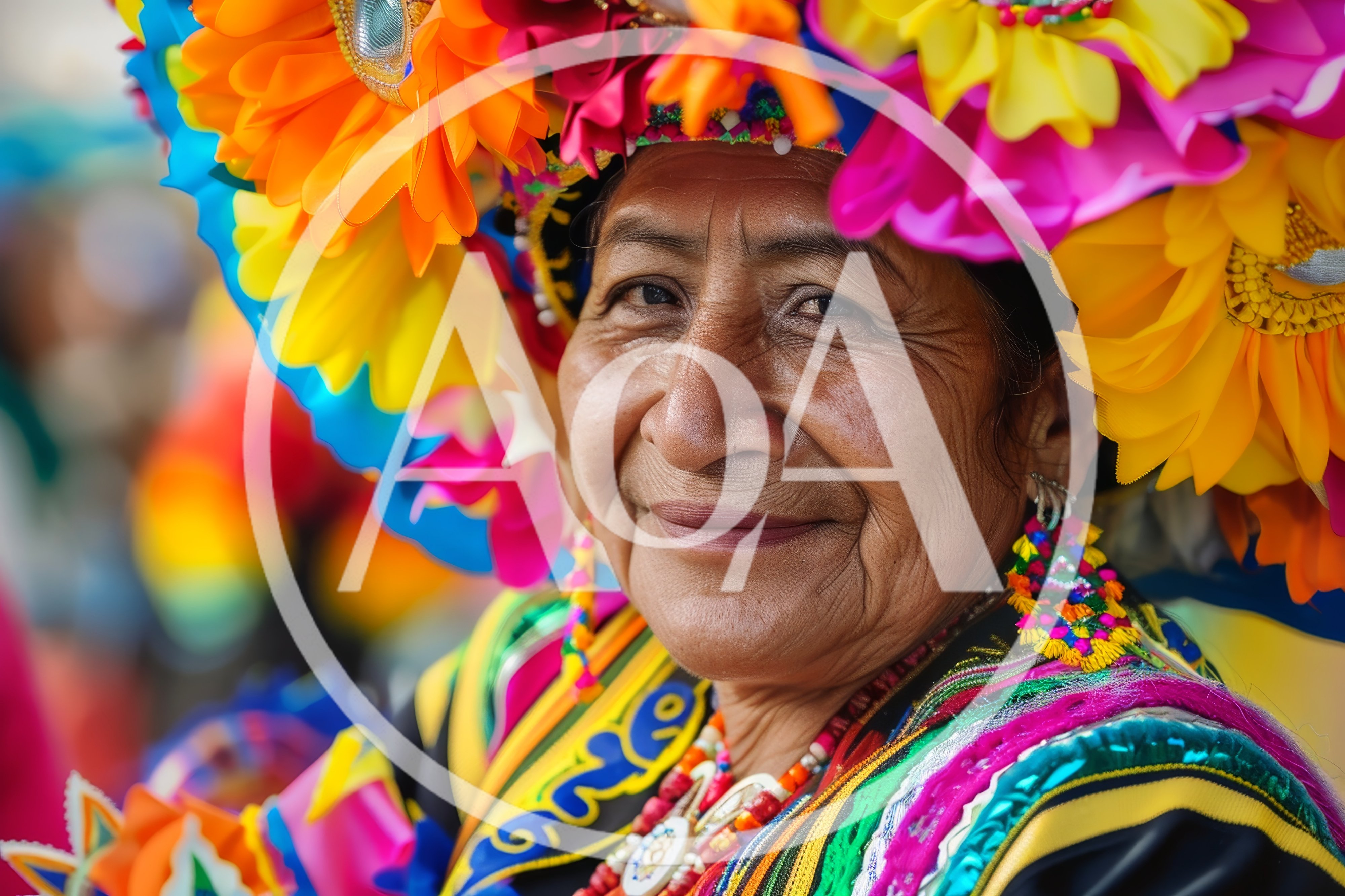 Portrait of an Indigenous Woman in Traditional Festive Attire