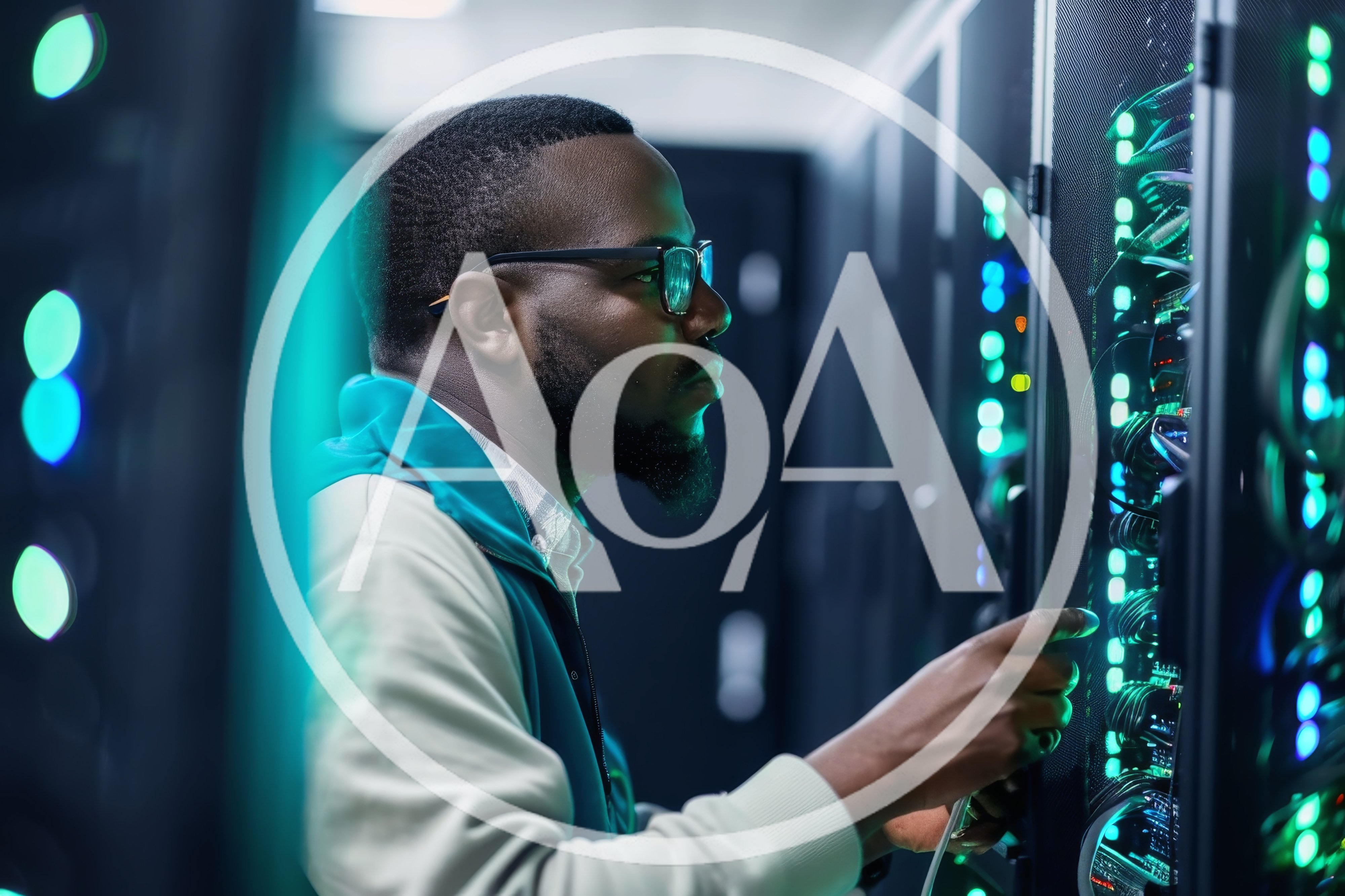 IT Technician Working In A Modern Server Room