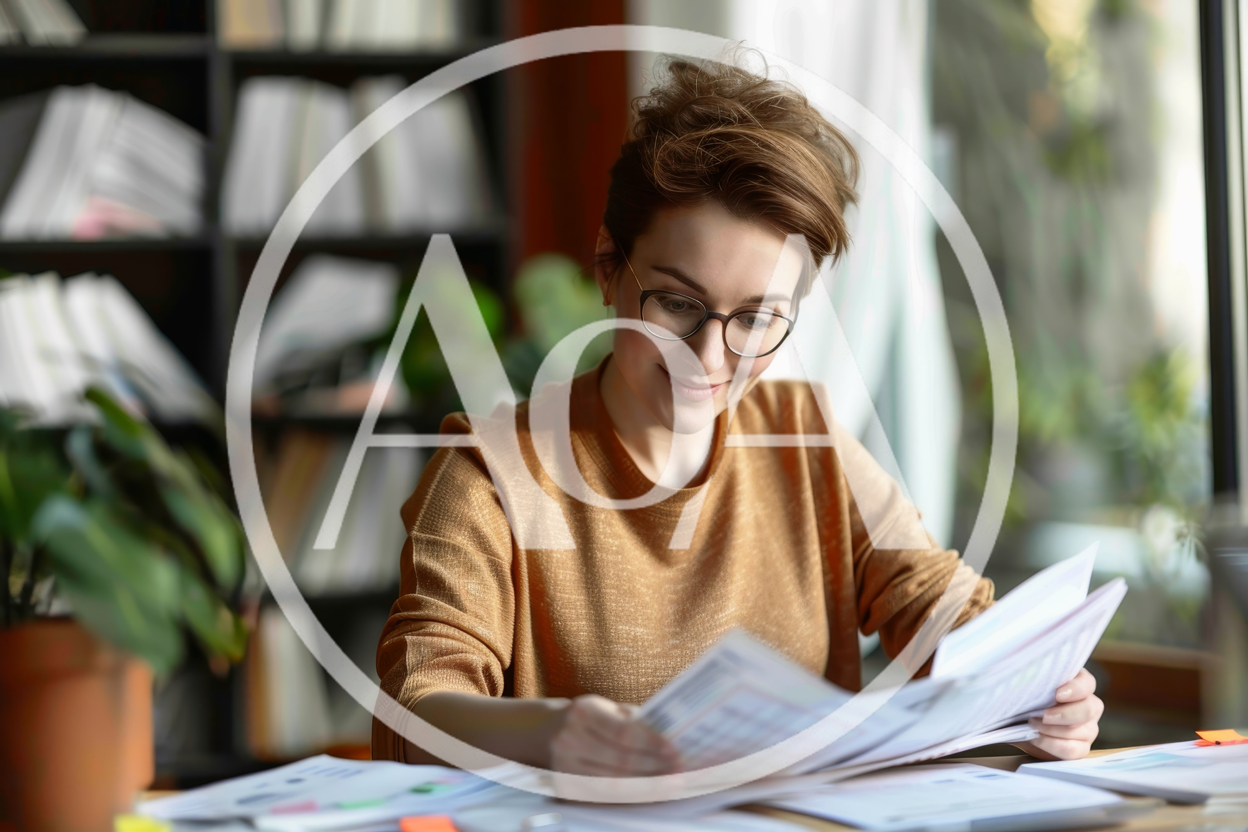 Professional Woman Reviewing Financial Documents In Home Office