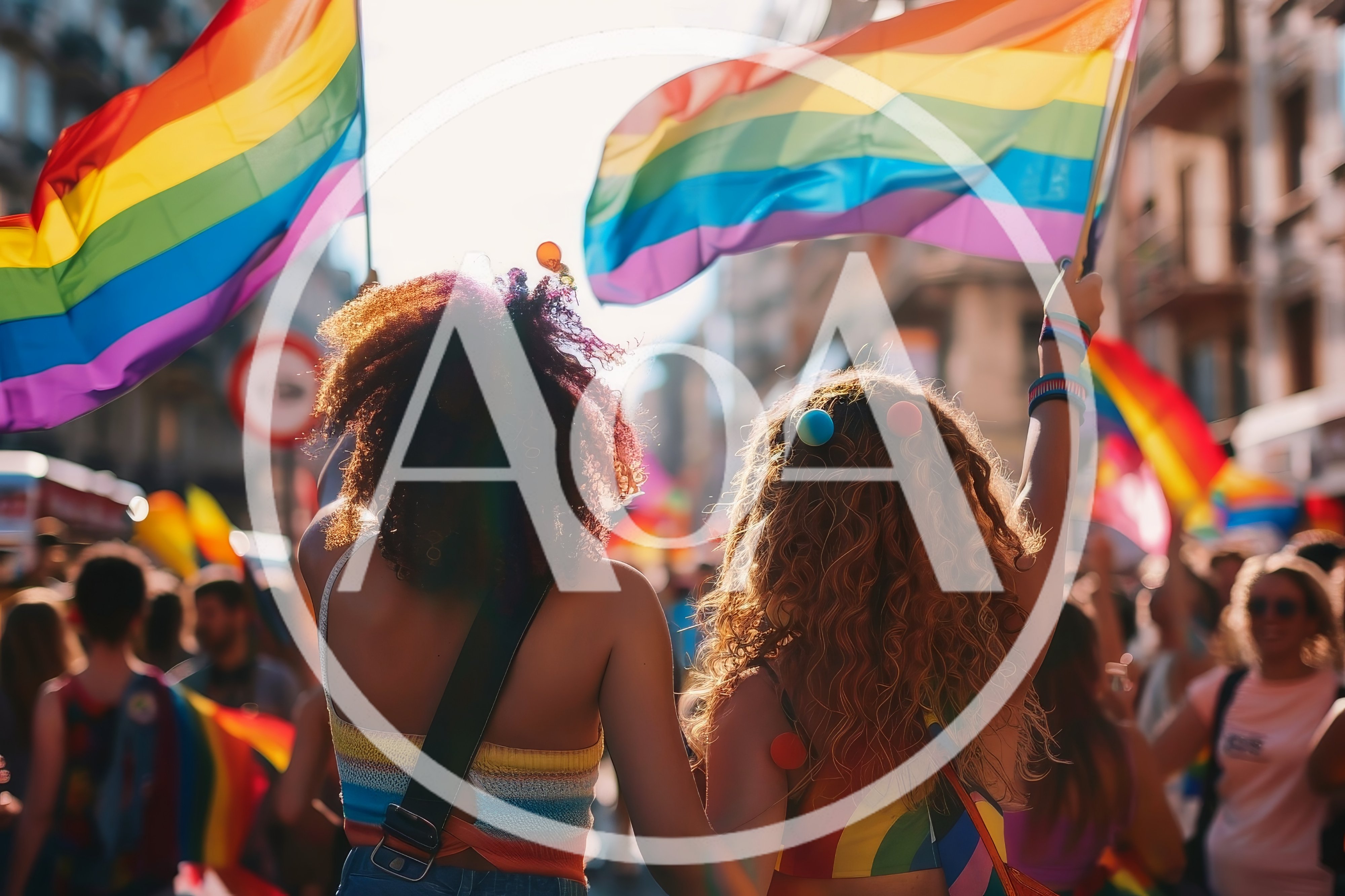 Two Women Celebrating At A Pride Parade