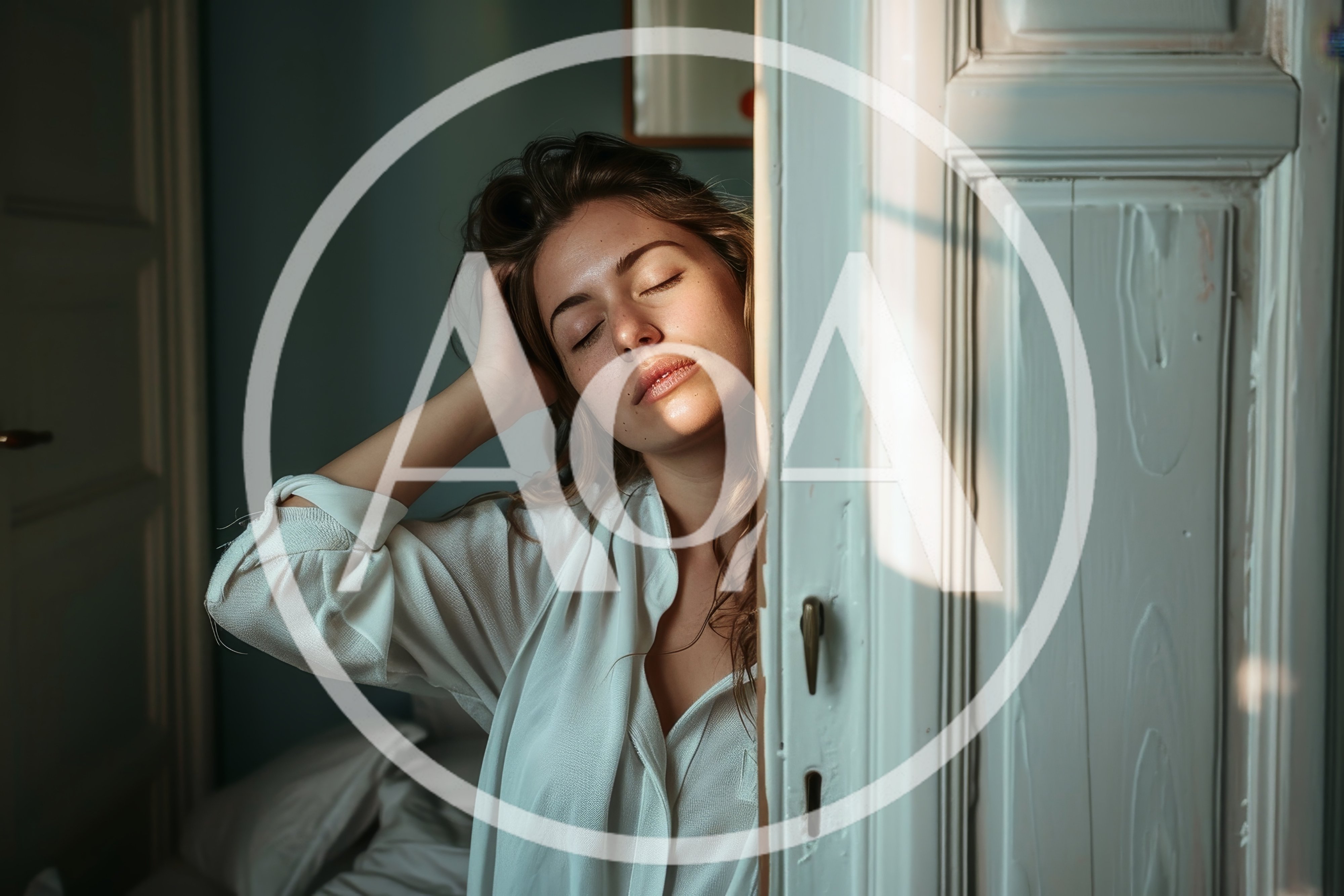 Young Woman Relaxing In Sunlight By A Doorway
