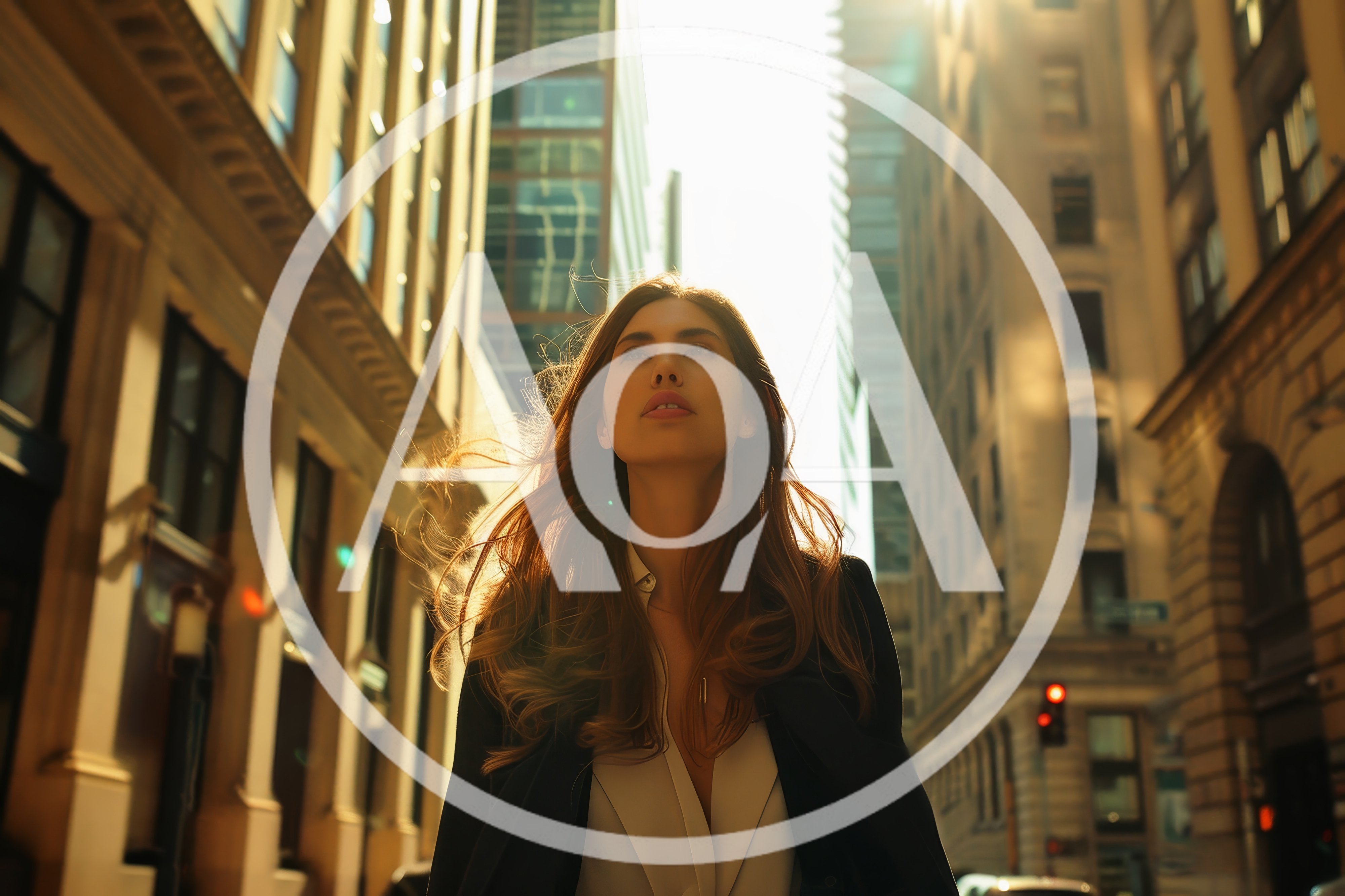 Confident Businesswoman Walking Through A Sunny City Street