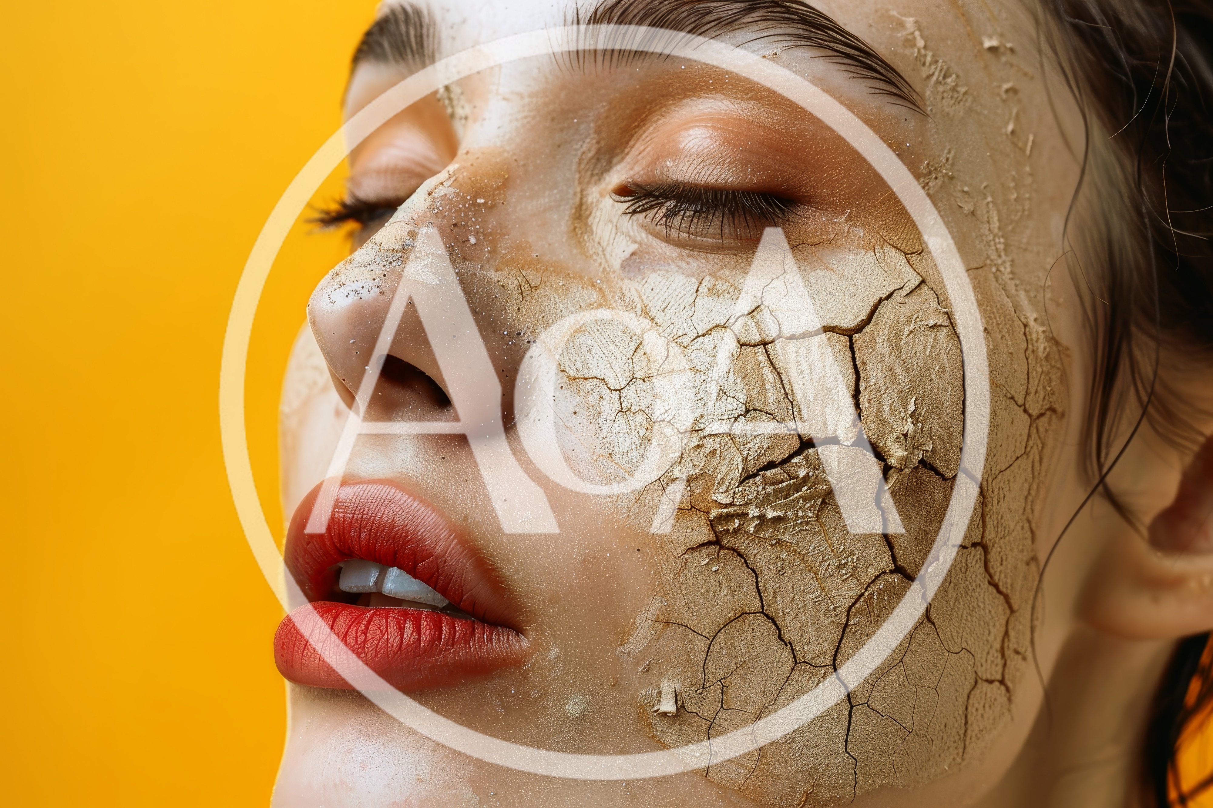 Woman With Cracked Clay Face Mask