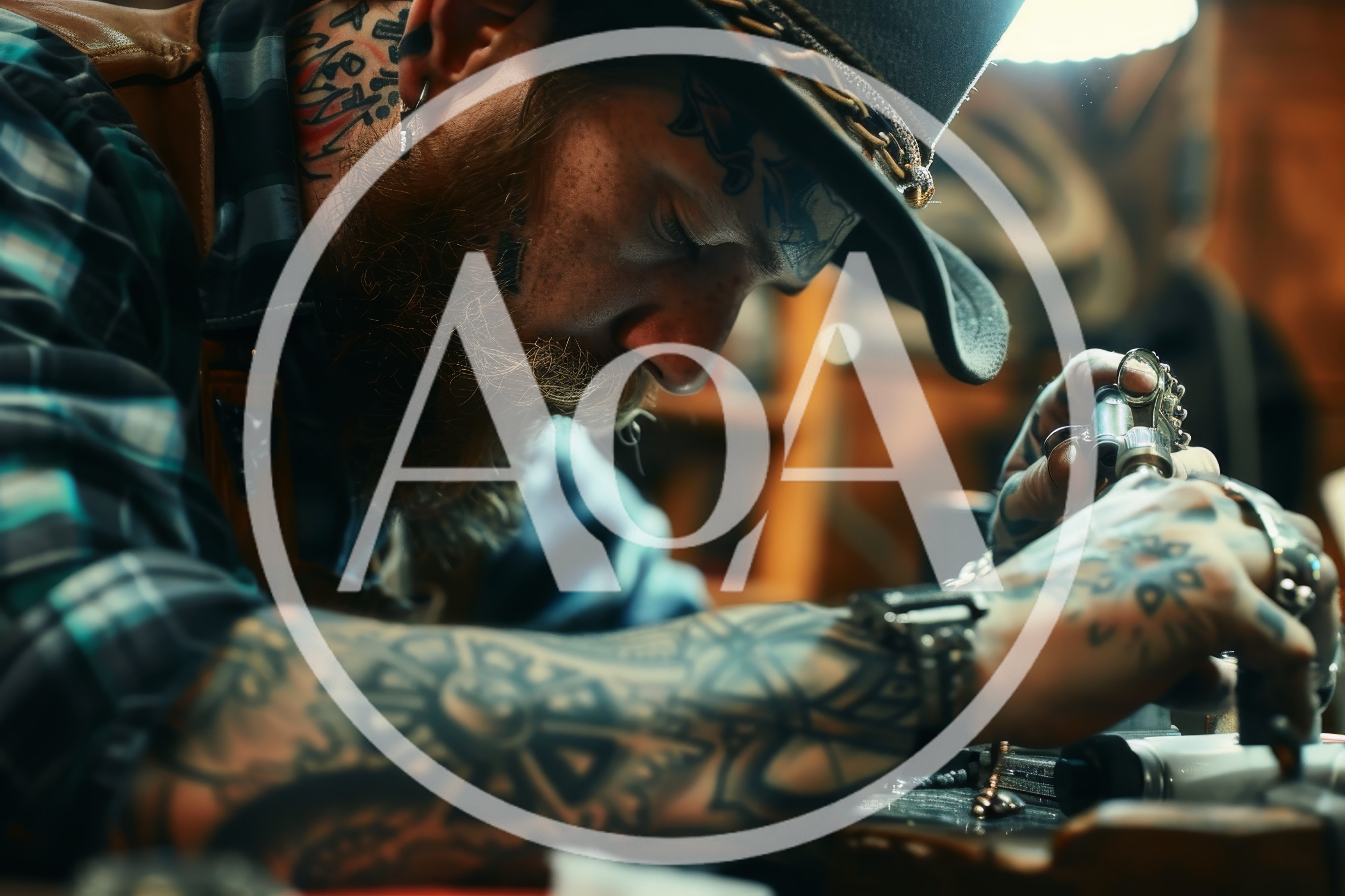 Tattooed Artisan Crafting Intricate Jewelry In Workshop