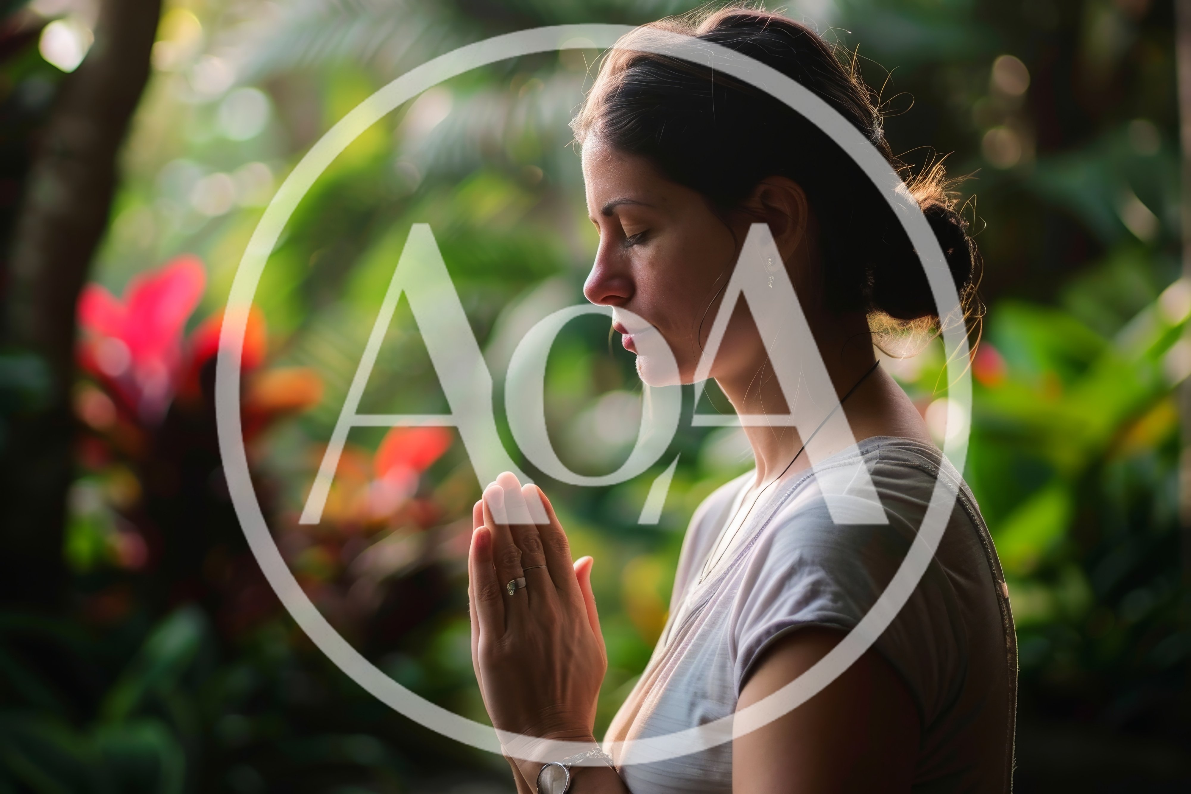 Woman Meditating With Hands In Prayer Position