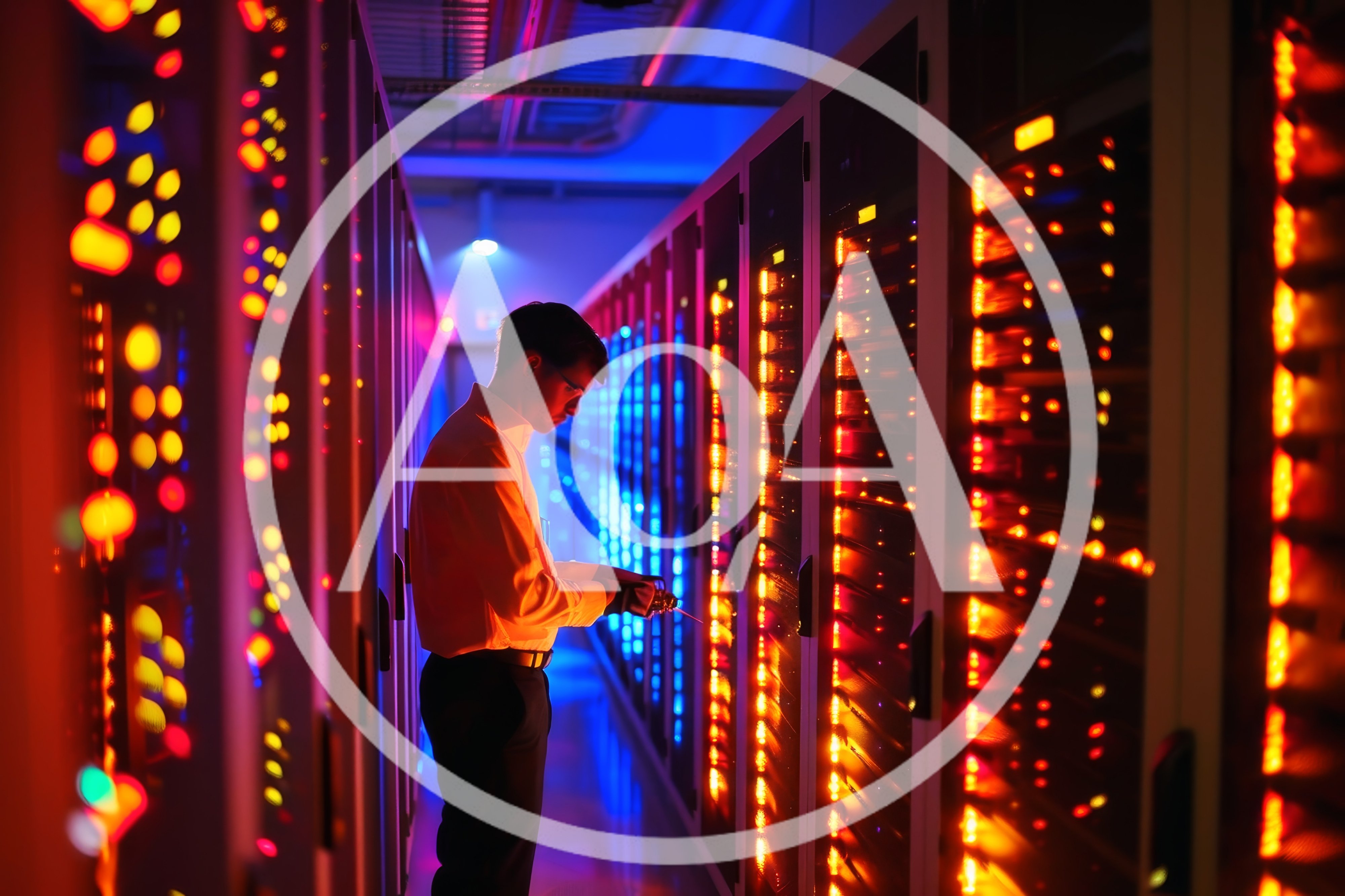 IT Technician Working In A High Tech Server Room