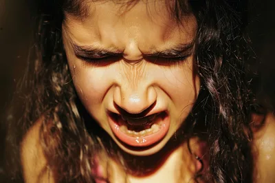 Young Girl Expressing Intense Frustration and Anger