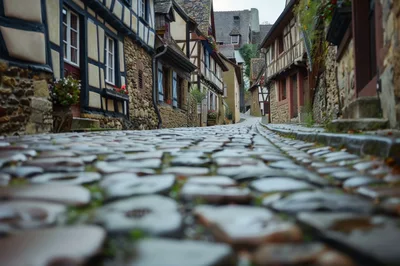 Cobblestone Street In A Historic European Village