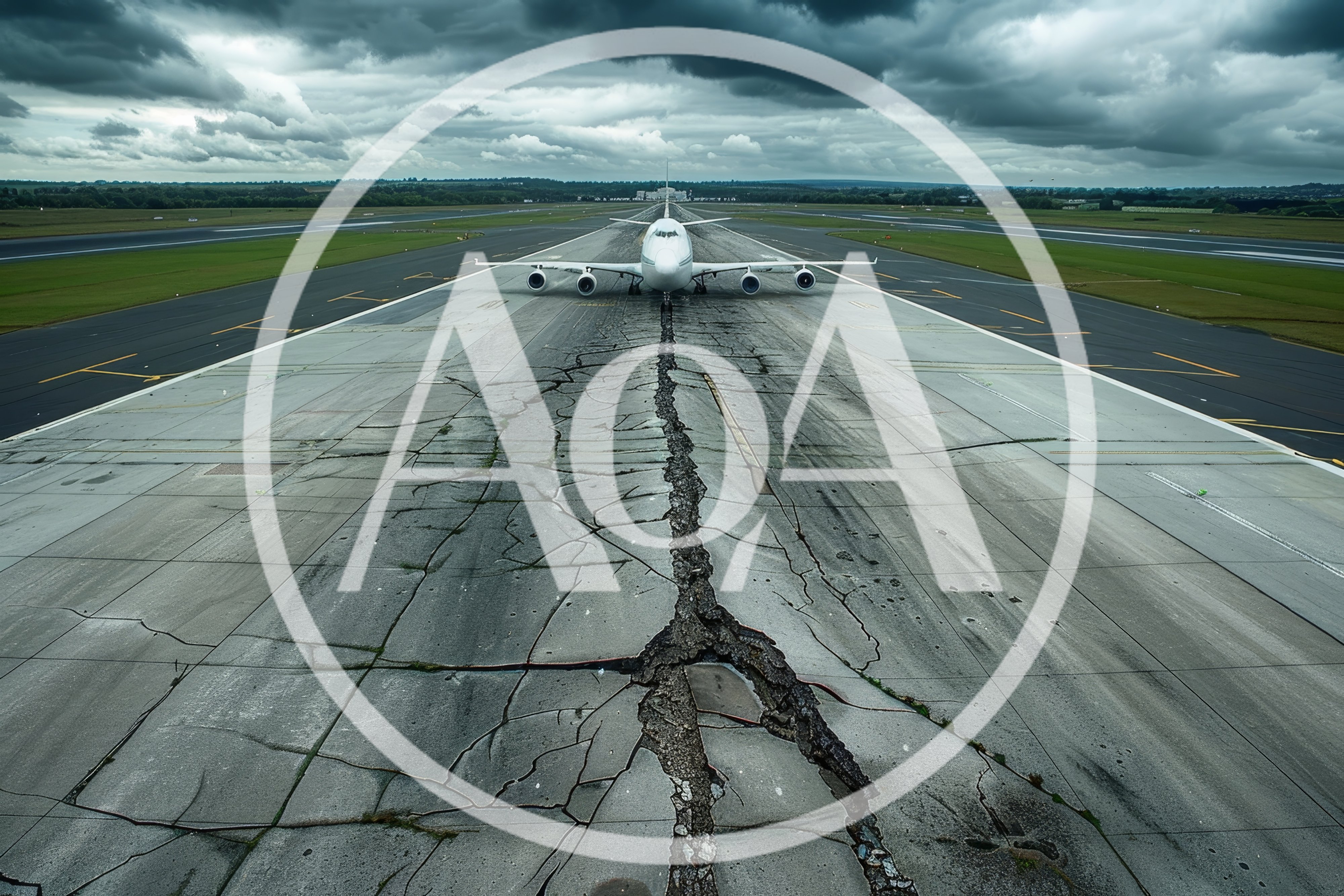 Large Passenger Airplane On A Cracked Airport Runway