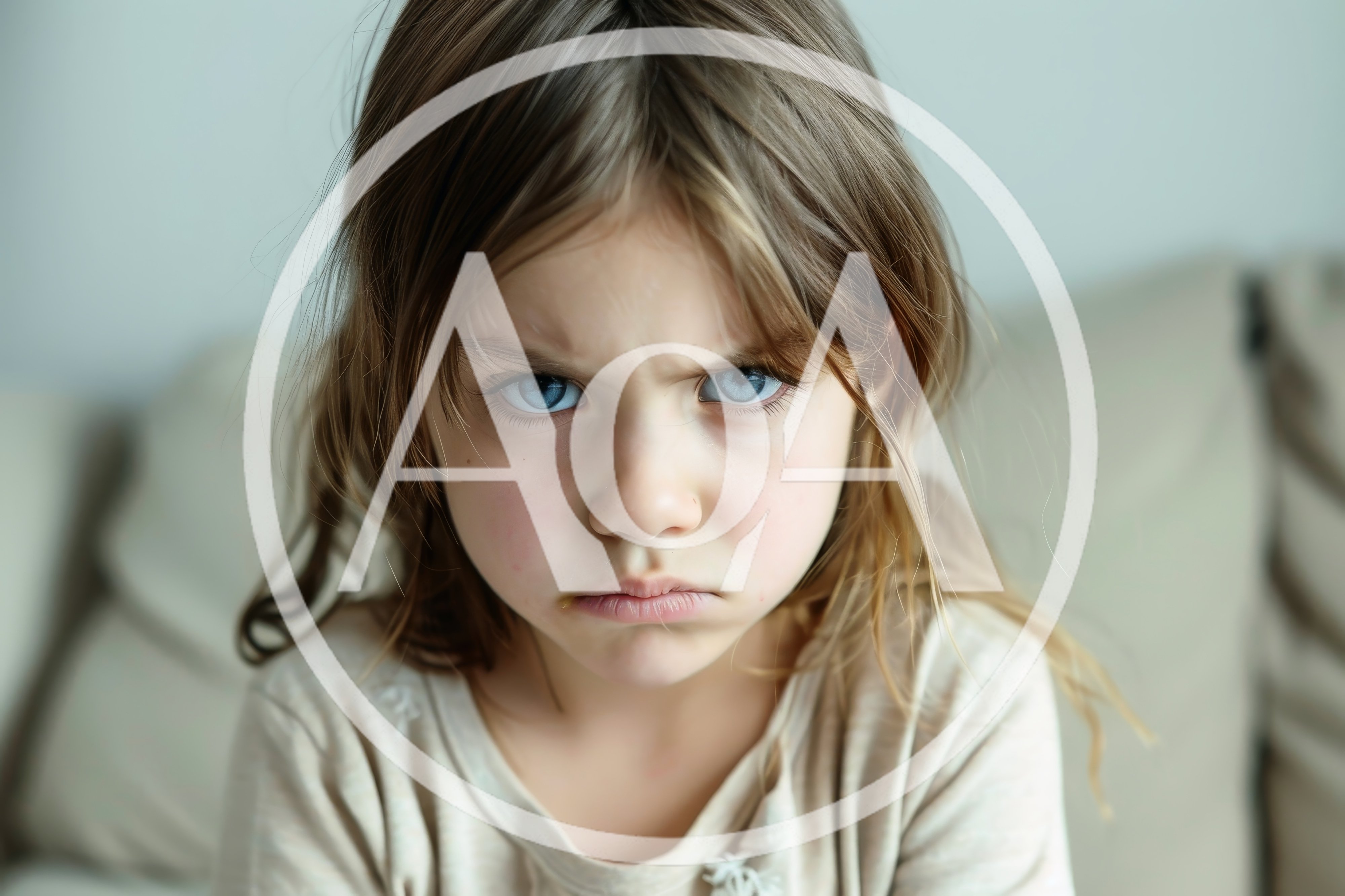 Portrait Of A Young Girl With An Angry Expression