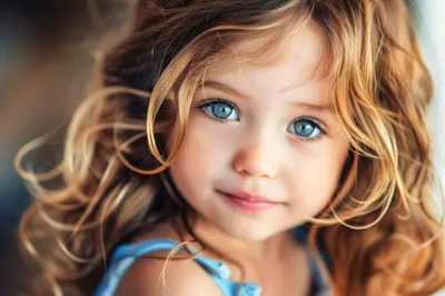 Portrait Of A Young Girl With Curly Blonde Hair
