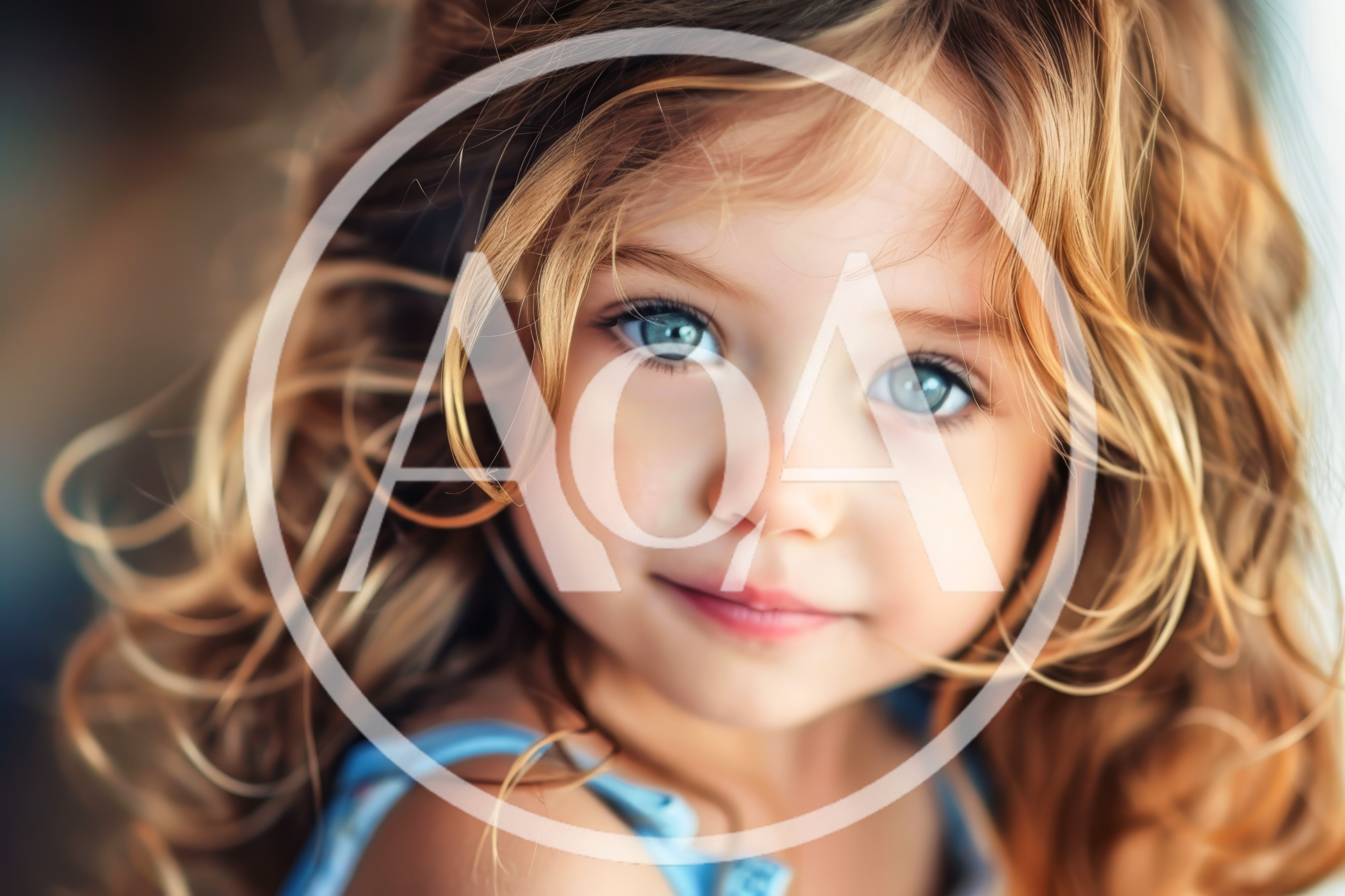 Portrait Of A Young Girl With Curly Blonde Hair