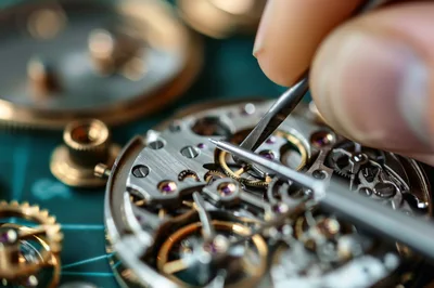 Watchmaker Repairing Intricate Mechanical Watch Movement