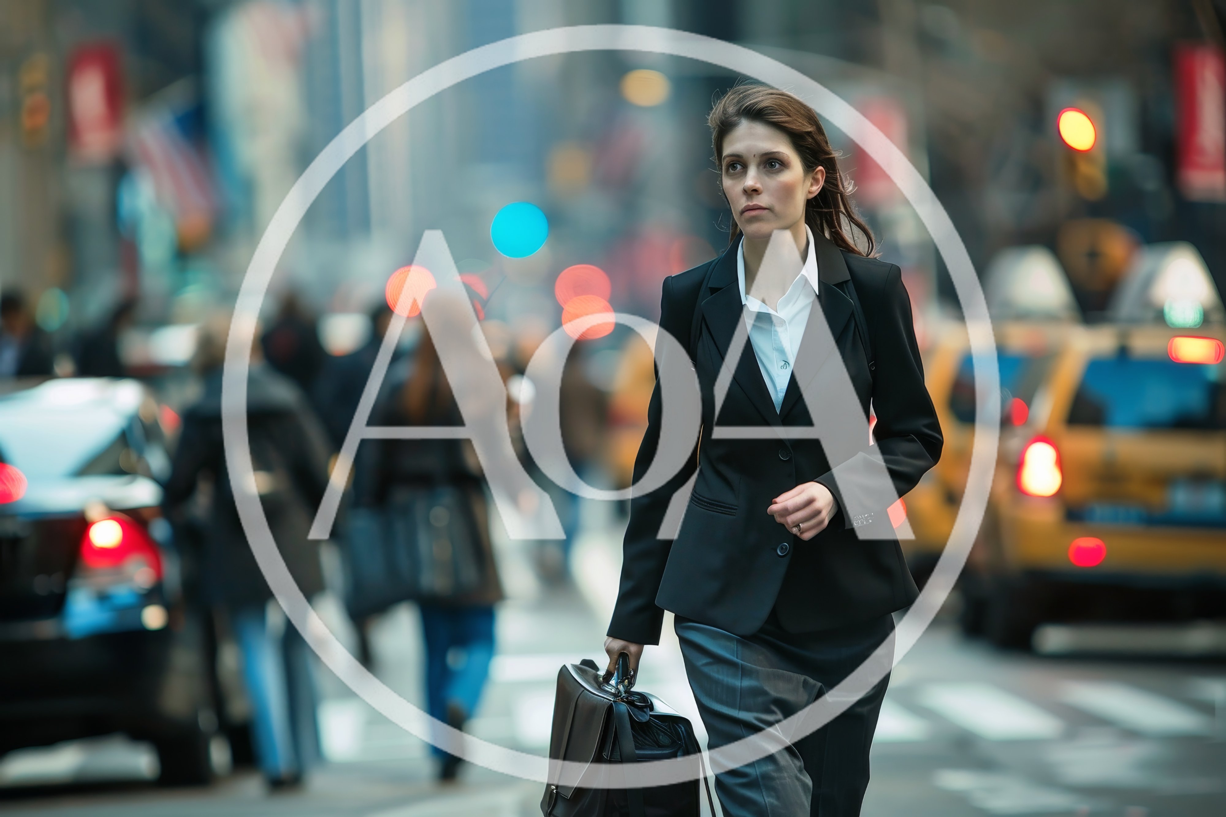Businesswoman Walking Through Busy New York City Street
