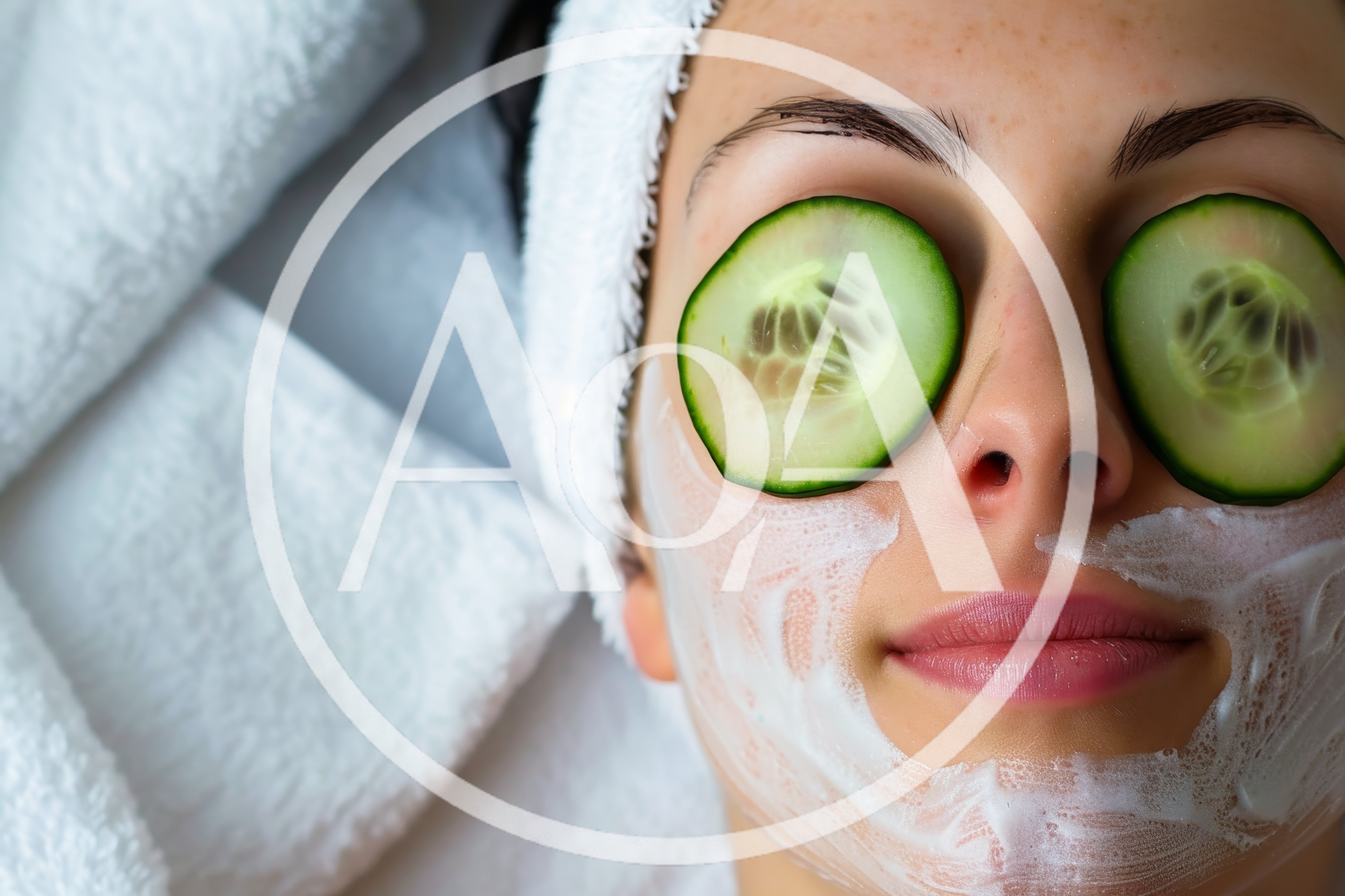Woman Relaxing With Cucumber Slices And Facial Mask