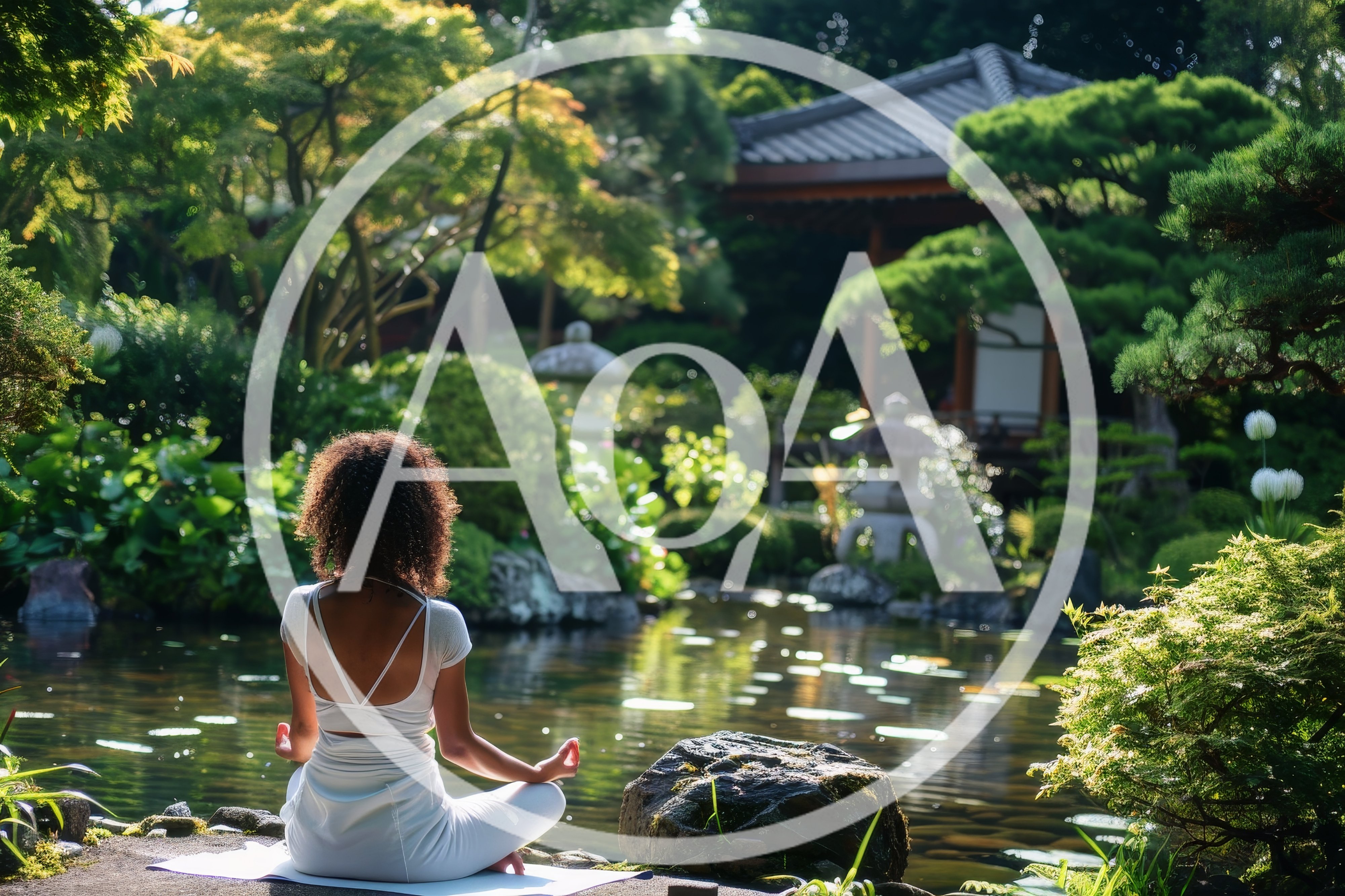 Woman Meditating In A Serene Japanese Garden