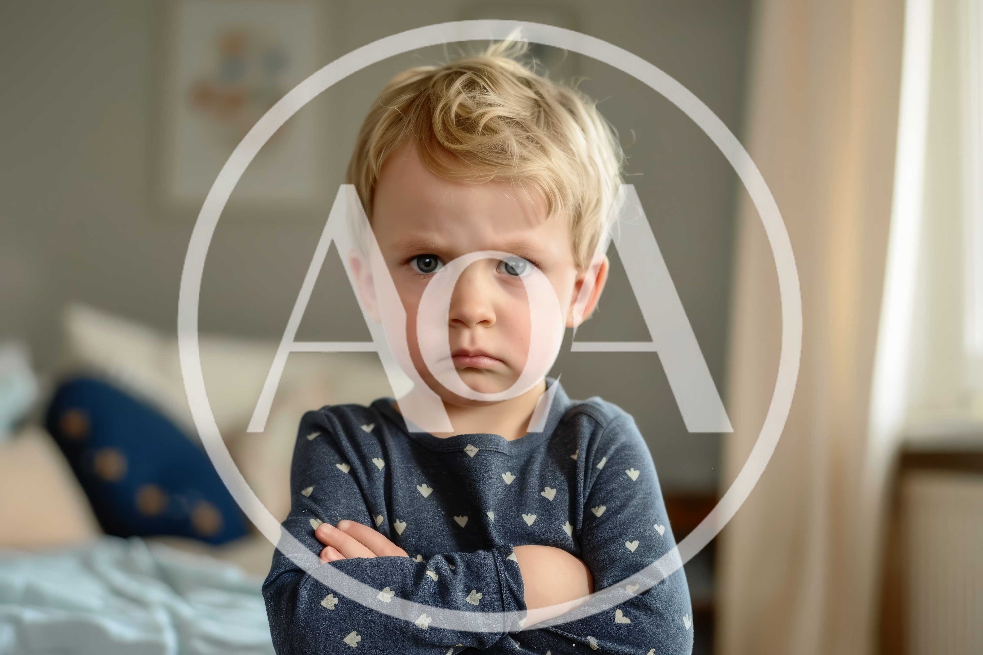 Portrait of a Grumpy Toddler with Crossed Arms