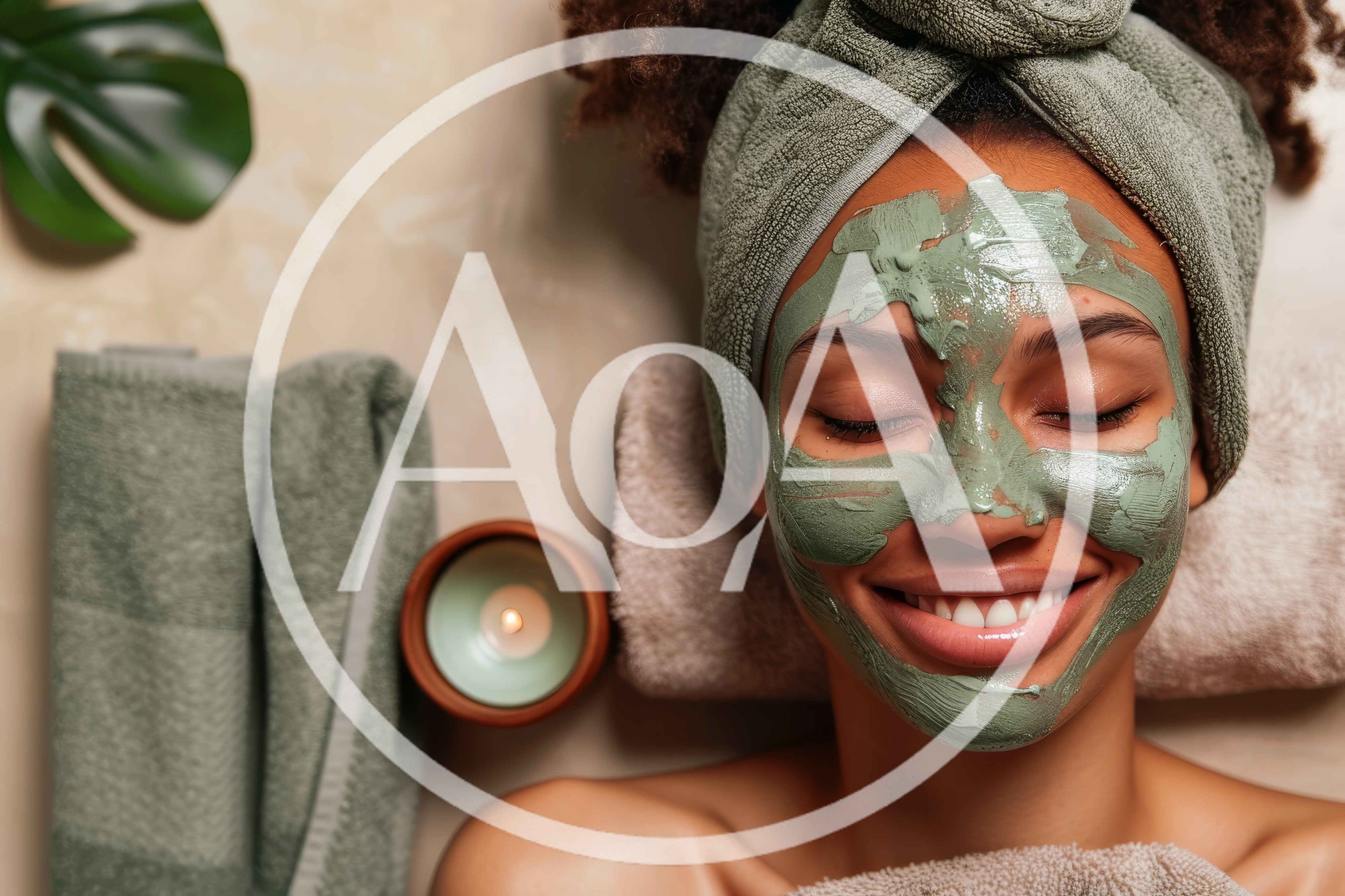 Young Woman Relaxing With A Green Clay Face Mask