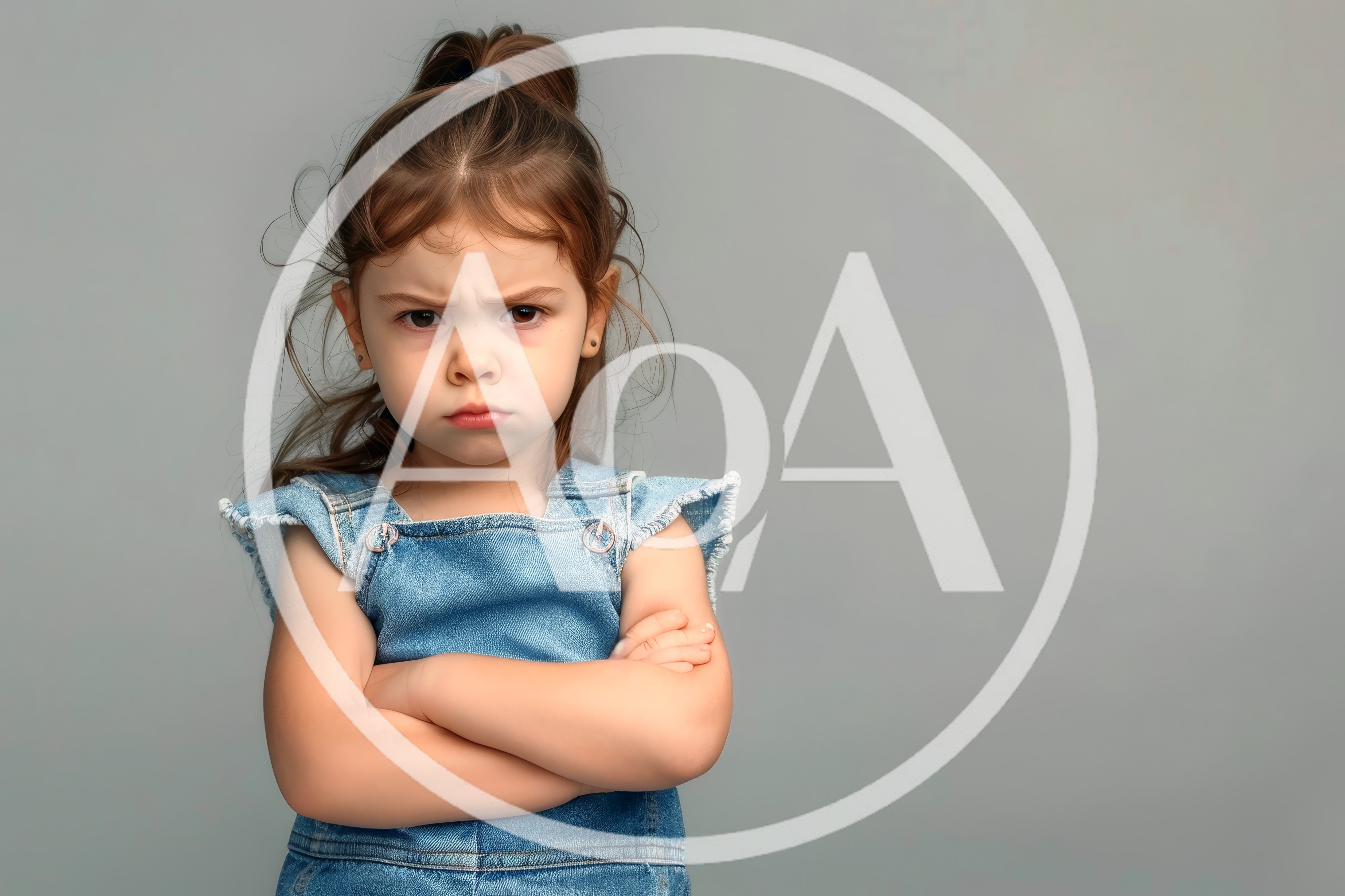 Angry Little Girl With Crossed Arms