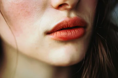 Close Up Of A Woman's Lips And Face