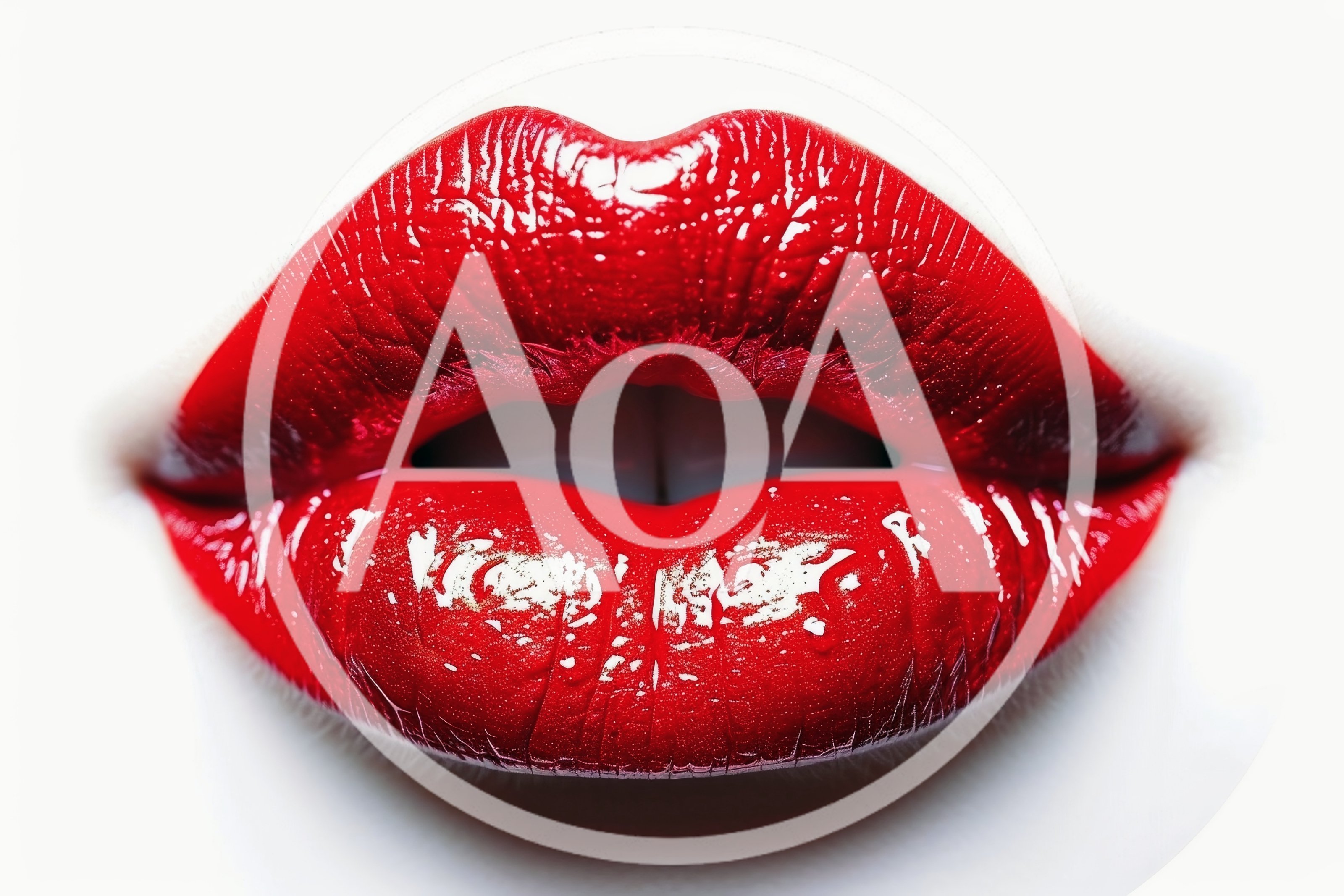 Close Up Of Woman Wearing Glossy Red Lipstick