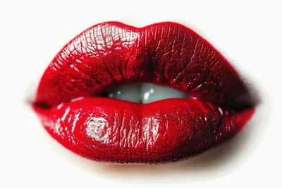 Close Up Of Woman Wearing Vibrant Red Lipstick